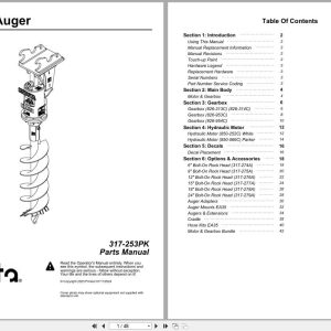 Kubota Excavator Auger AP EA35 Parts Manual 317 253PK (1)
