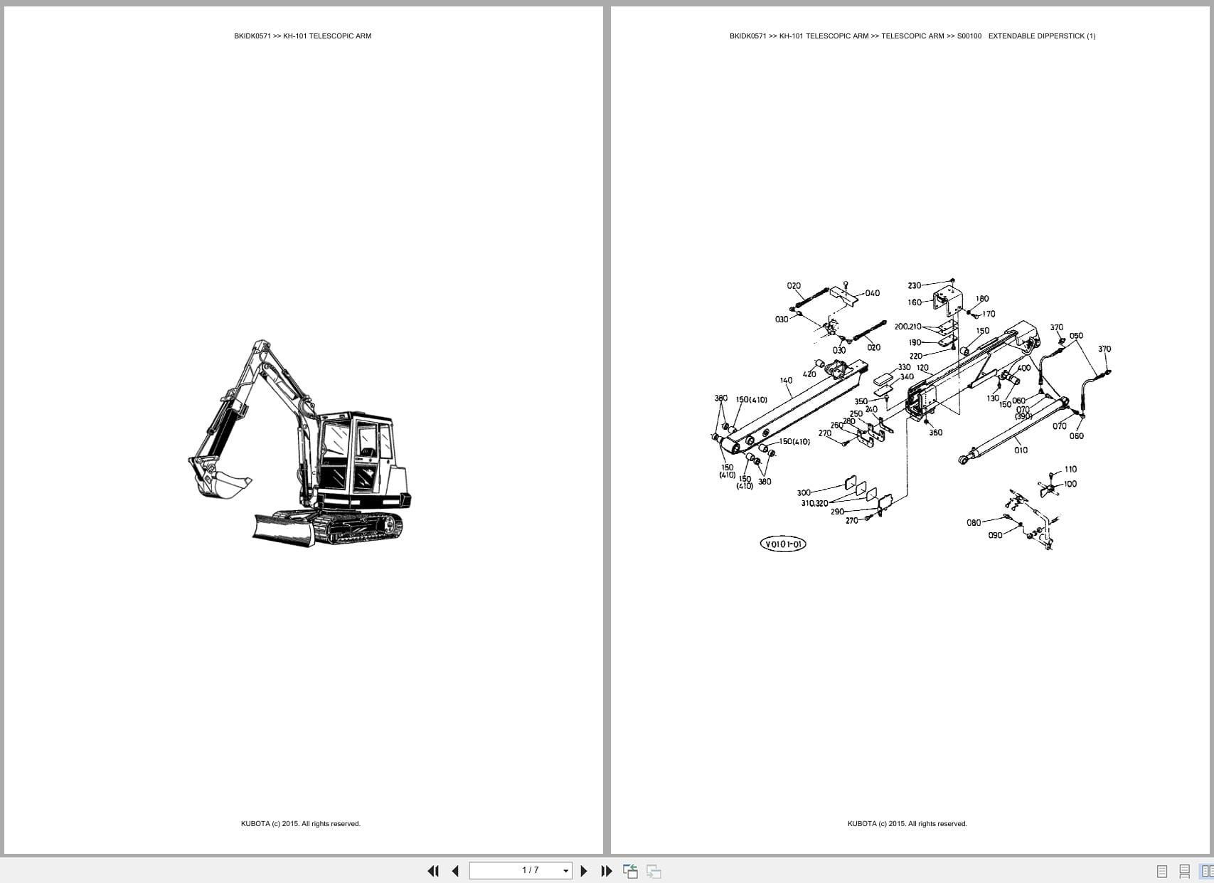 Kubota Excavator KH 101 Telescopic Arm Australia Parts Catalog (1)