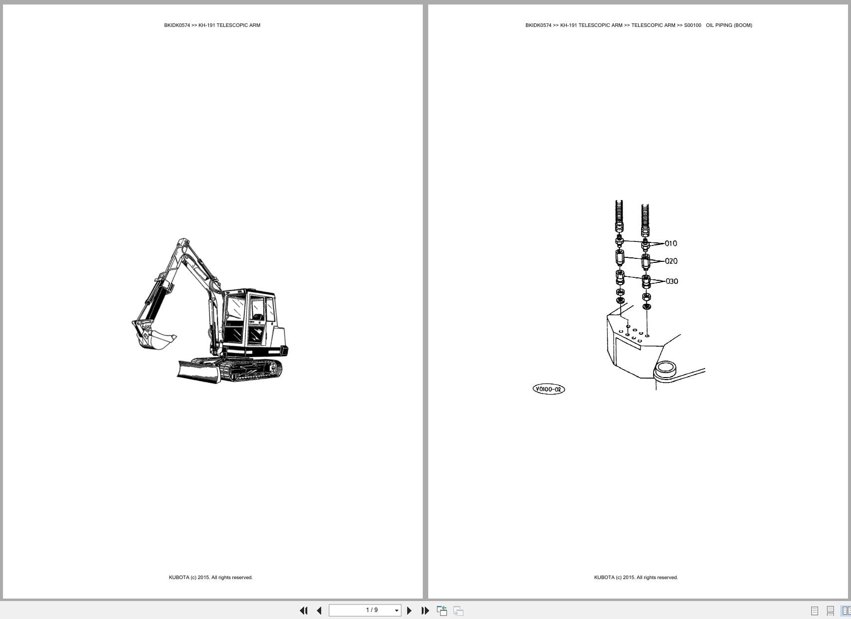 Kubota Excavator KH 191 Telescopic Arm Australia Parts Catalog (1)