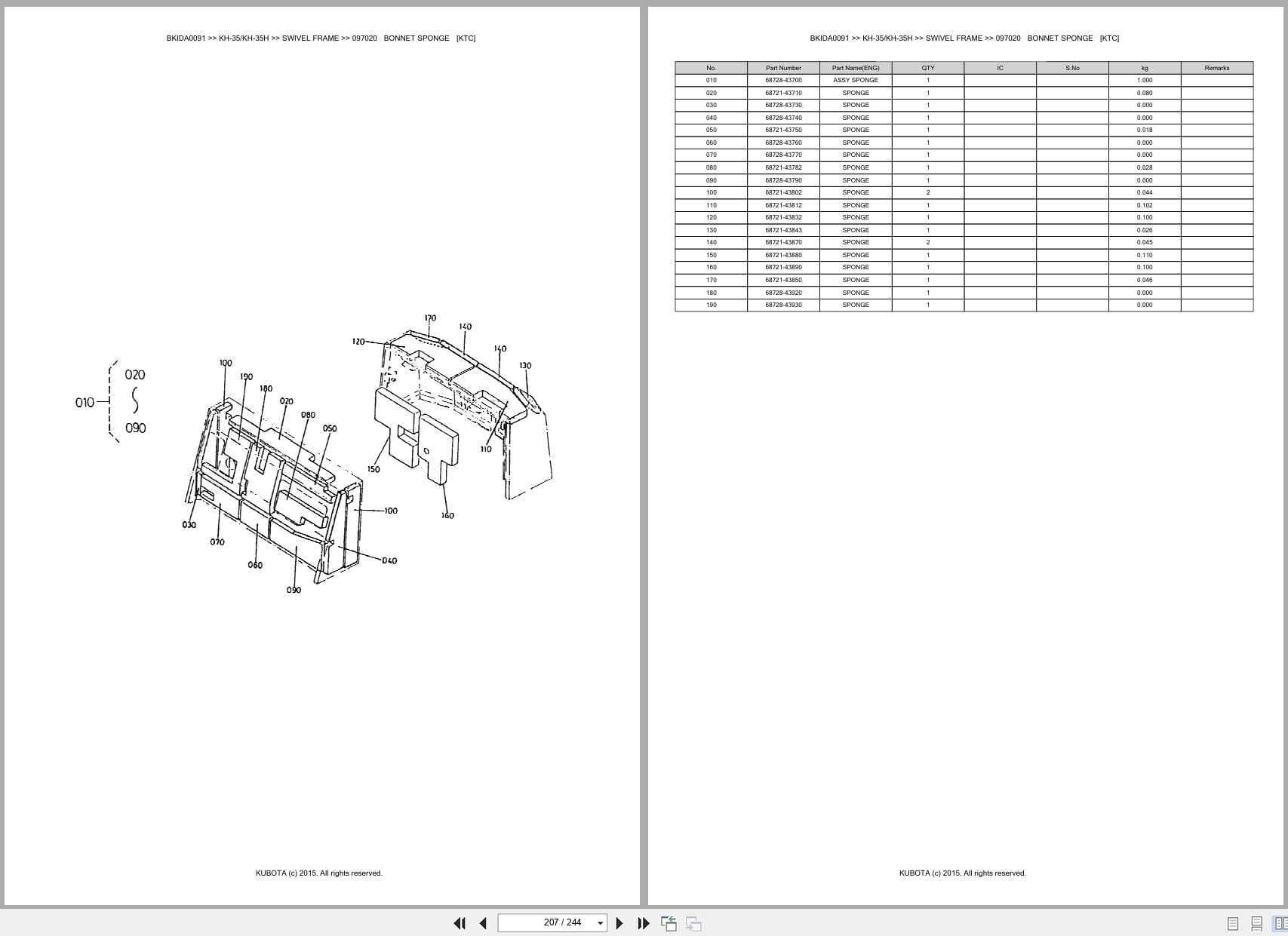 Kubota Excavator KH 35 KH 35H Australia Parts Catalog (2)