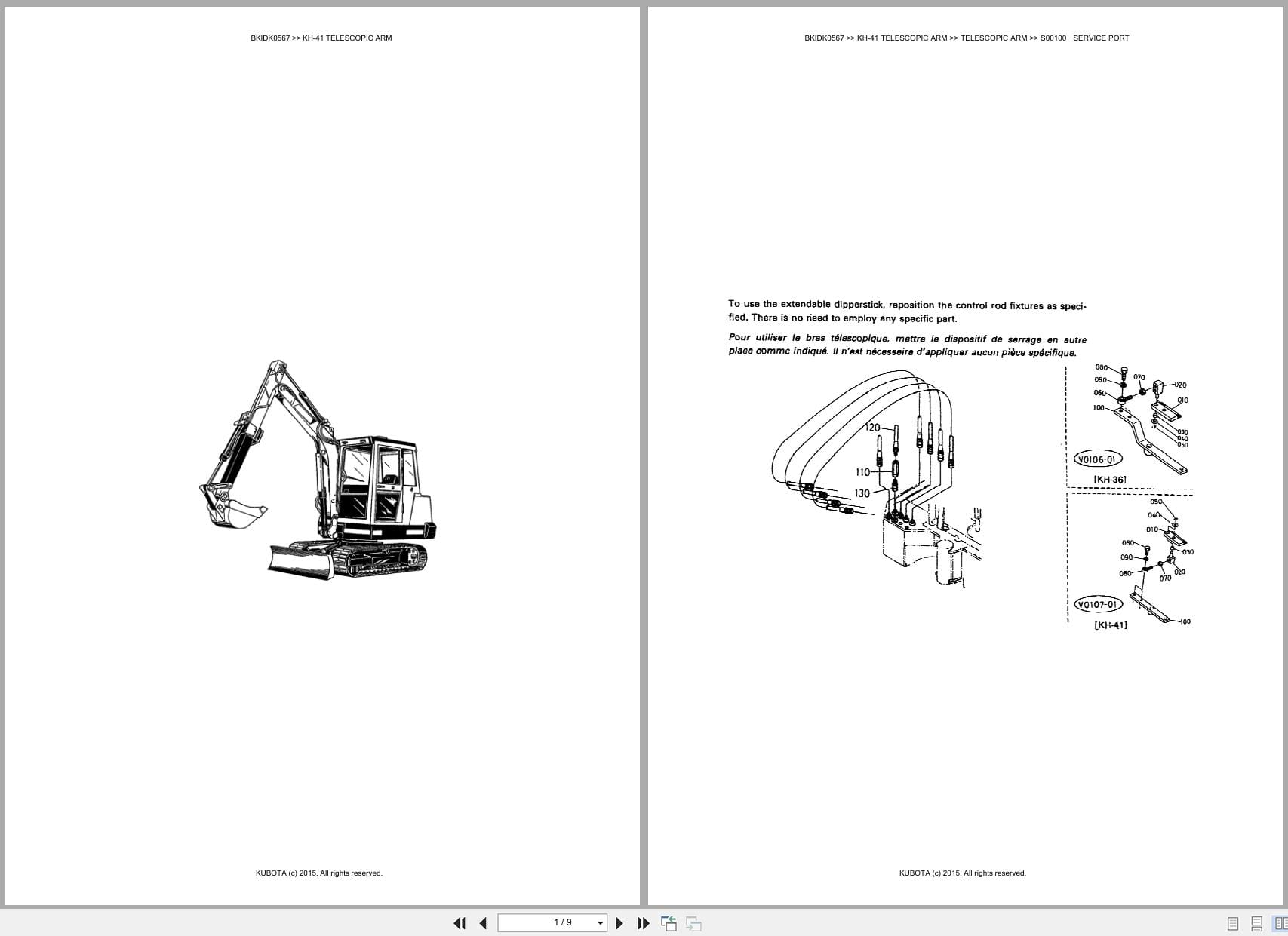 Kubota Excavator KH 41 Telescopic Arm Australia Parts Catalog (1)