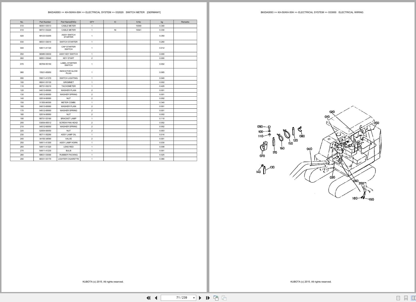 Kubota Excavator KH 50 KH 50H Australia Parts Catalog (2)