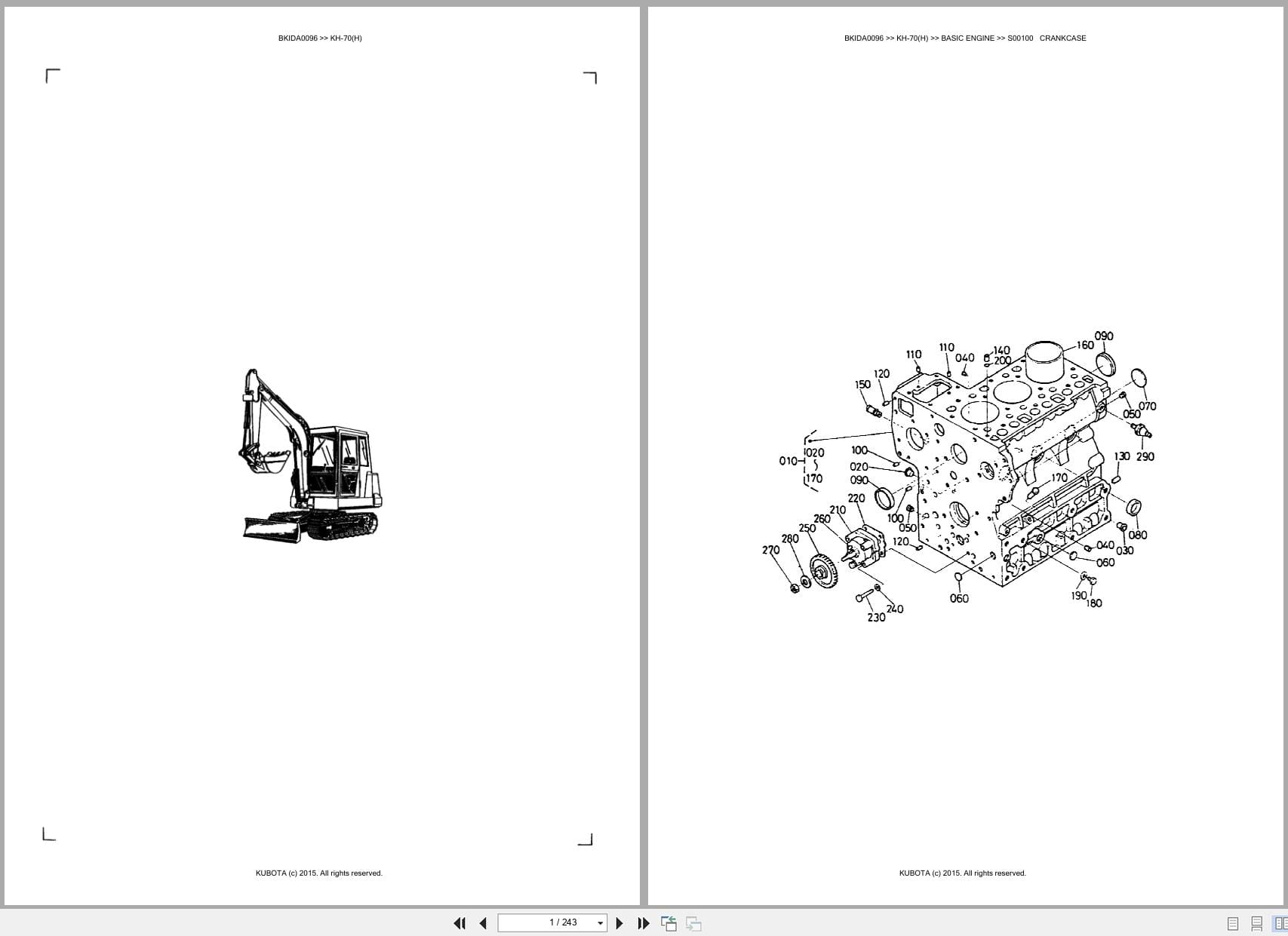 Kubota Excavator KH 70 KH 70H Australia Parts Catalog (1)