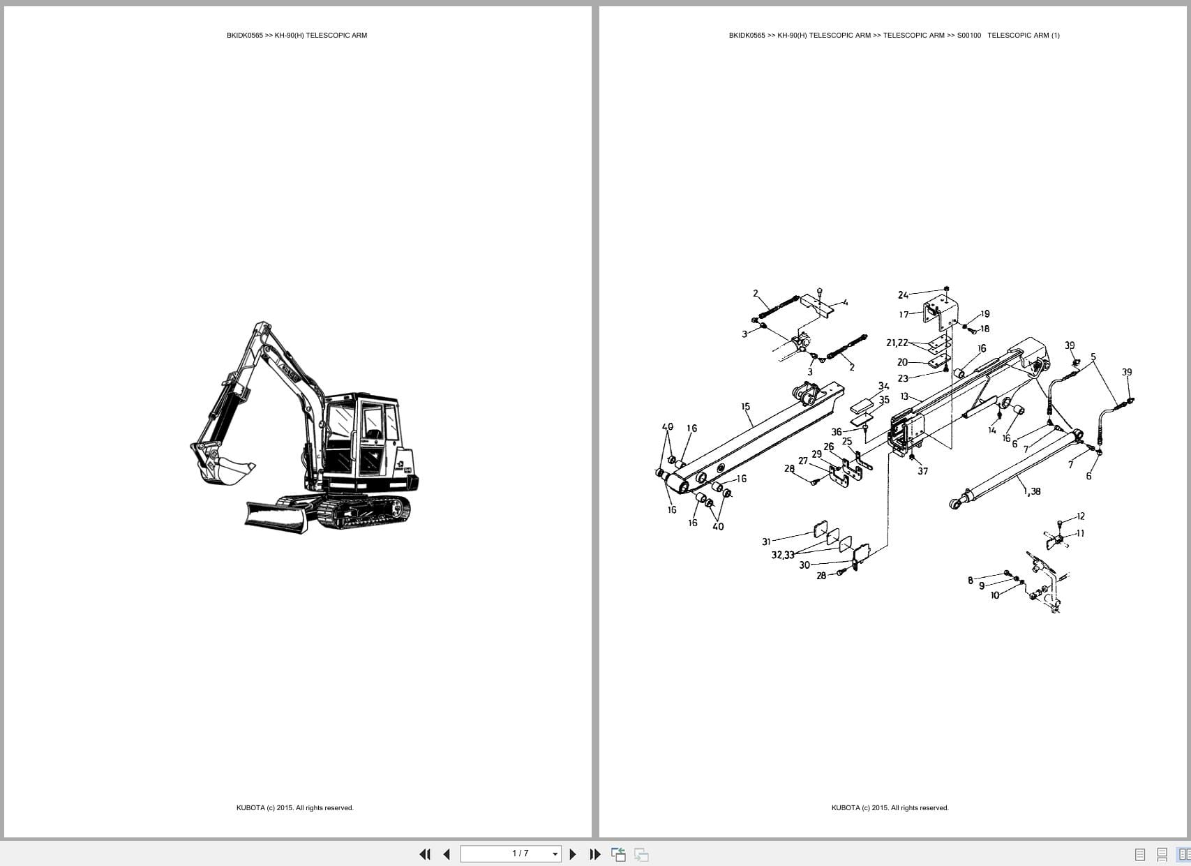 Kubota Excavator KH 90 KH 90H Telescopic Arm Australia Parts Catalog (1)