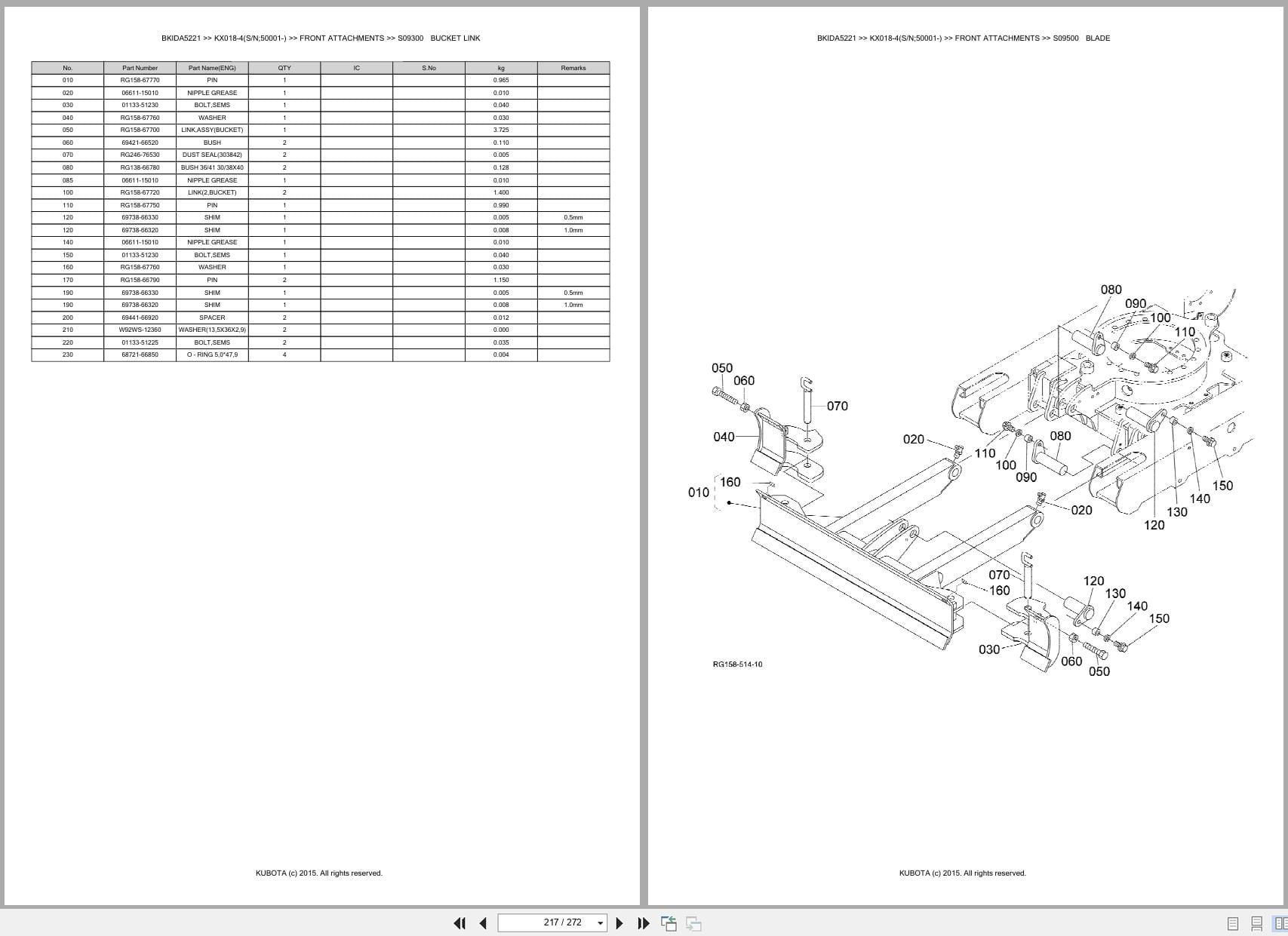 Kubota Excavator KX018 4 50001 Australia Parts Catalog (2)