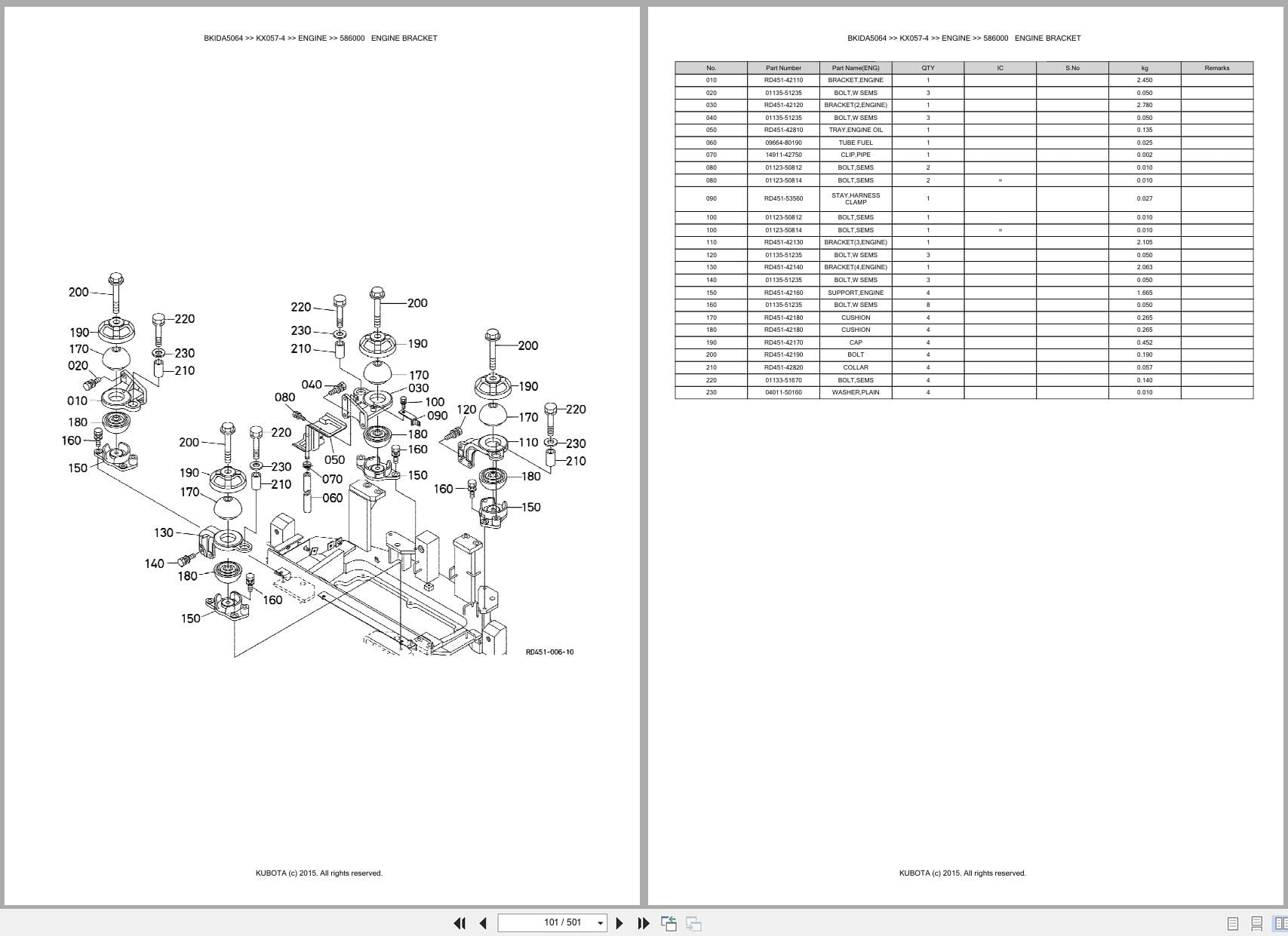 Kubota Excavator KX057 4 Australia Parts Catalog (2)