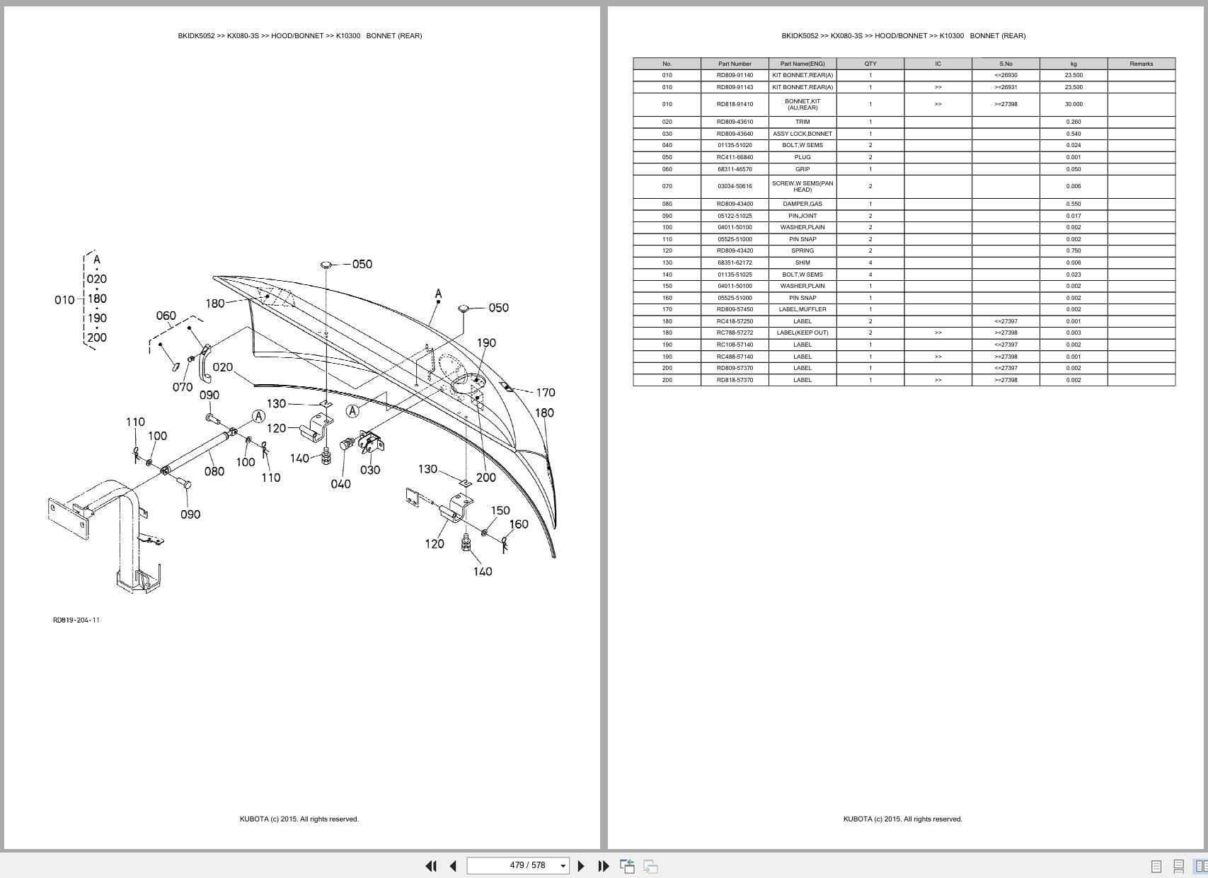 Kubota Excavator KX080 3S Australia Parts Catalog (2)