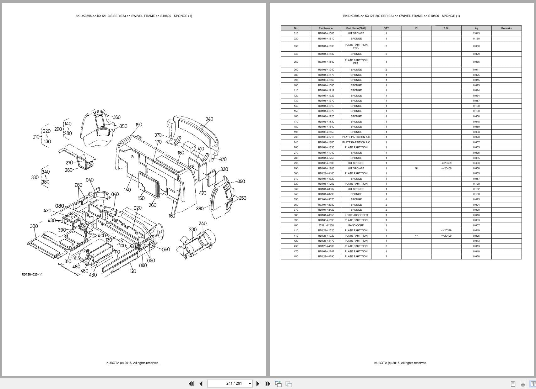 Kubota Excavator KX121 2 S Series Australia Parts Catalog (2)
