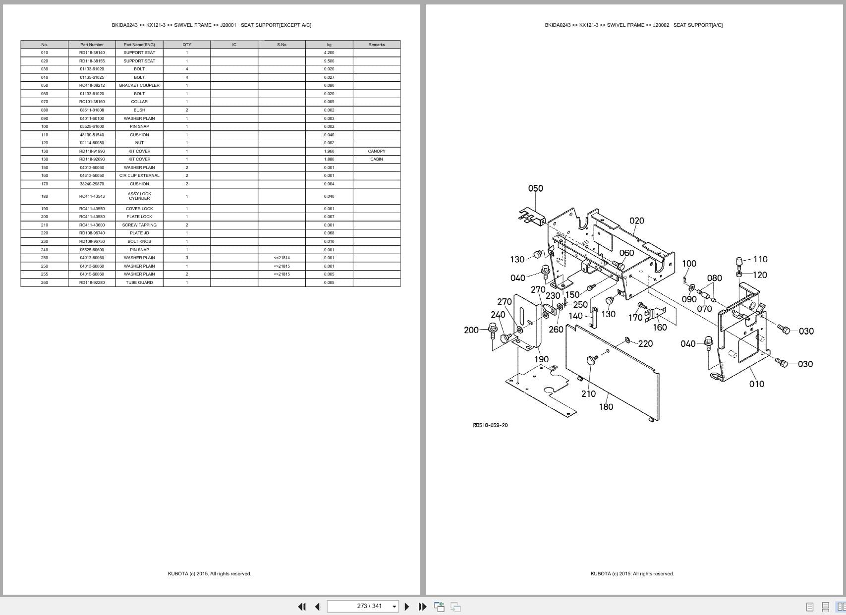 Kubota Excavator KX121 3 Australia Parts Catalog (2)