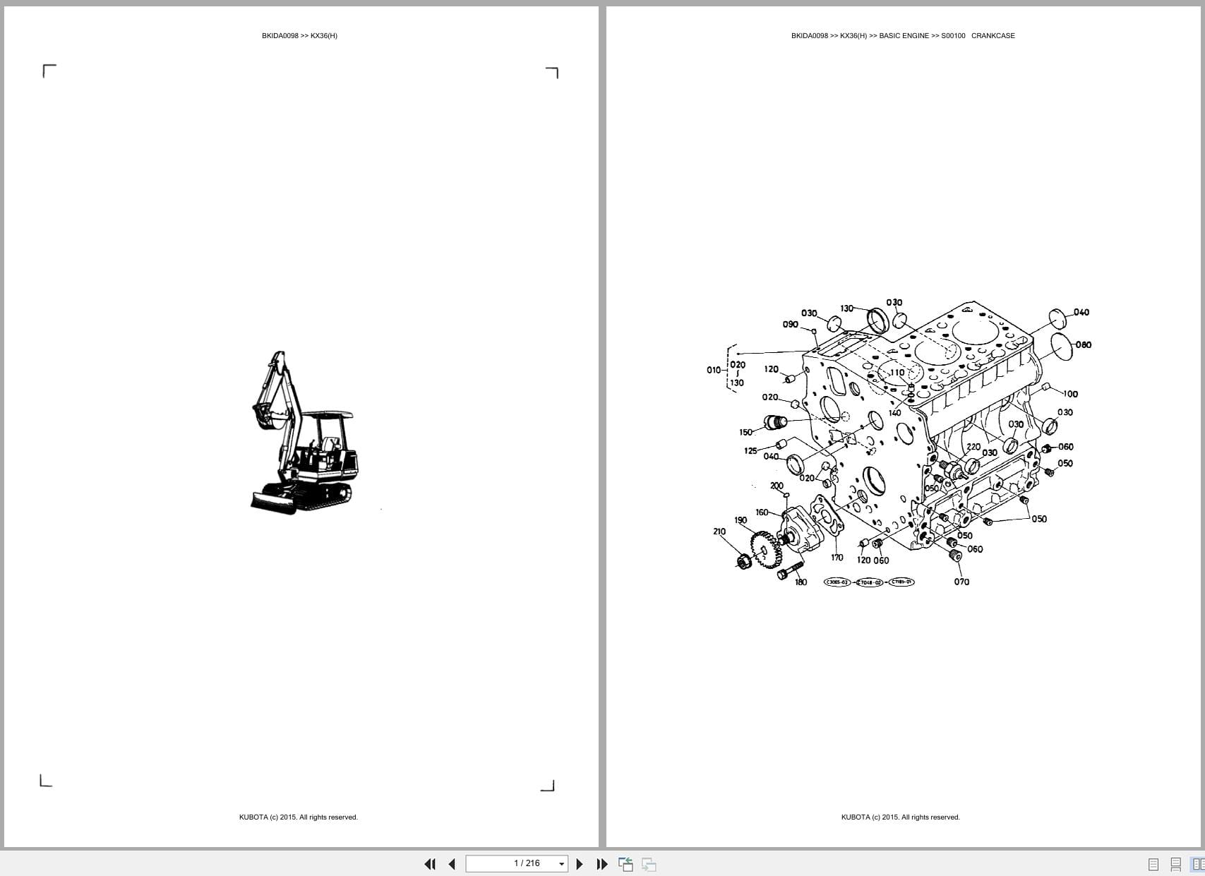 Kubota Excavator KX36 KX36H Australia Parts Catalog (1)