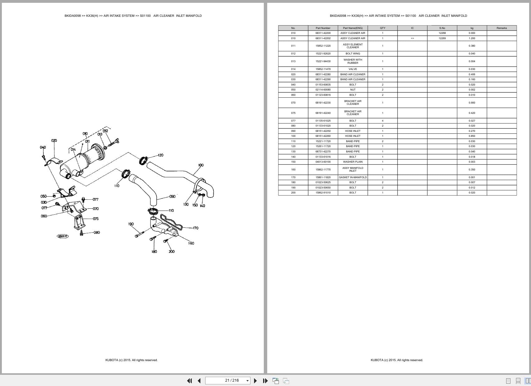 Kubota Excavator KX36 KX36H Australia Parts Catalog (2)