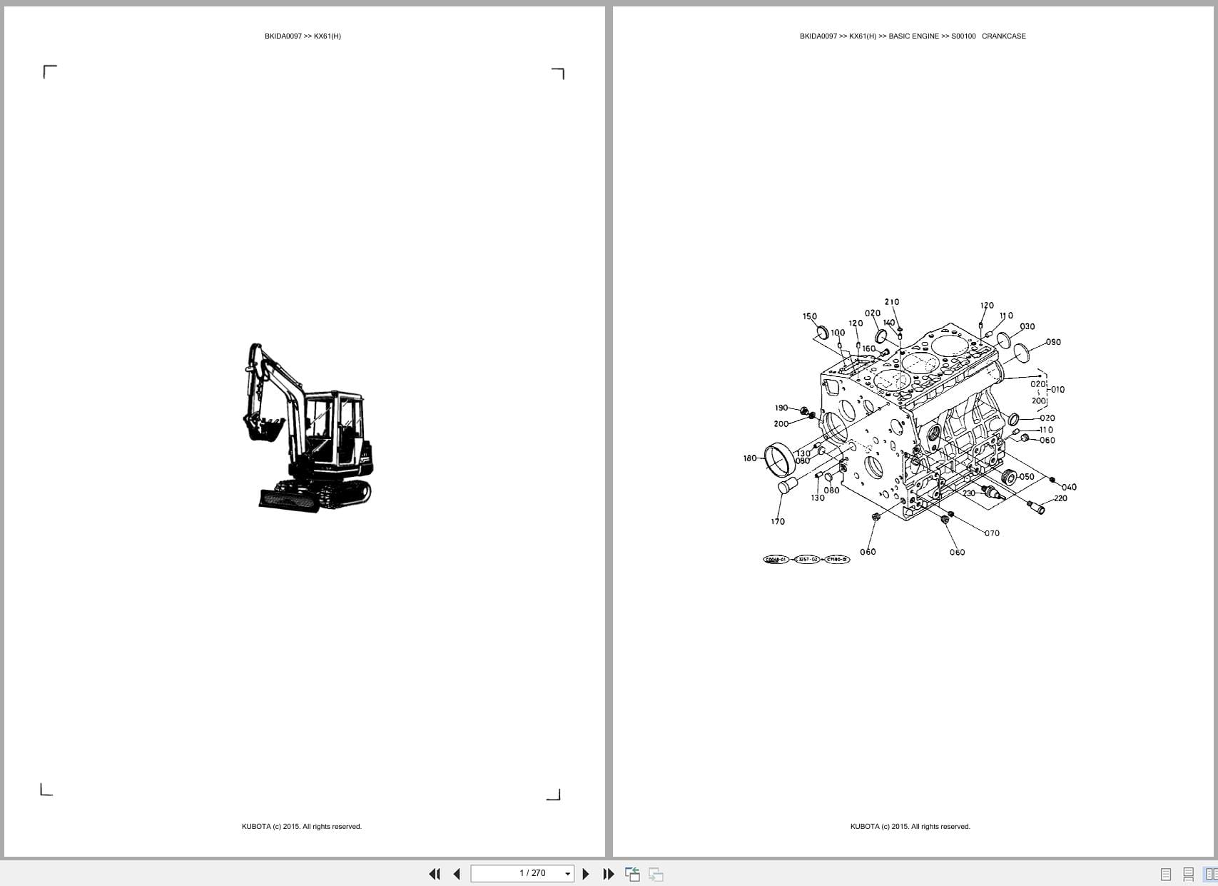 Kubota Excavator KX61 KX61H Australia Parts Catalog (1)