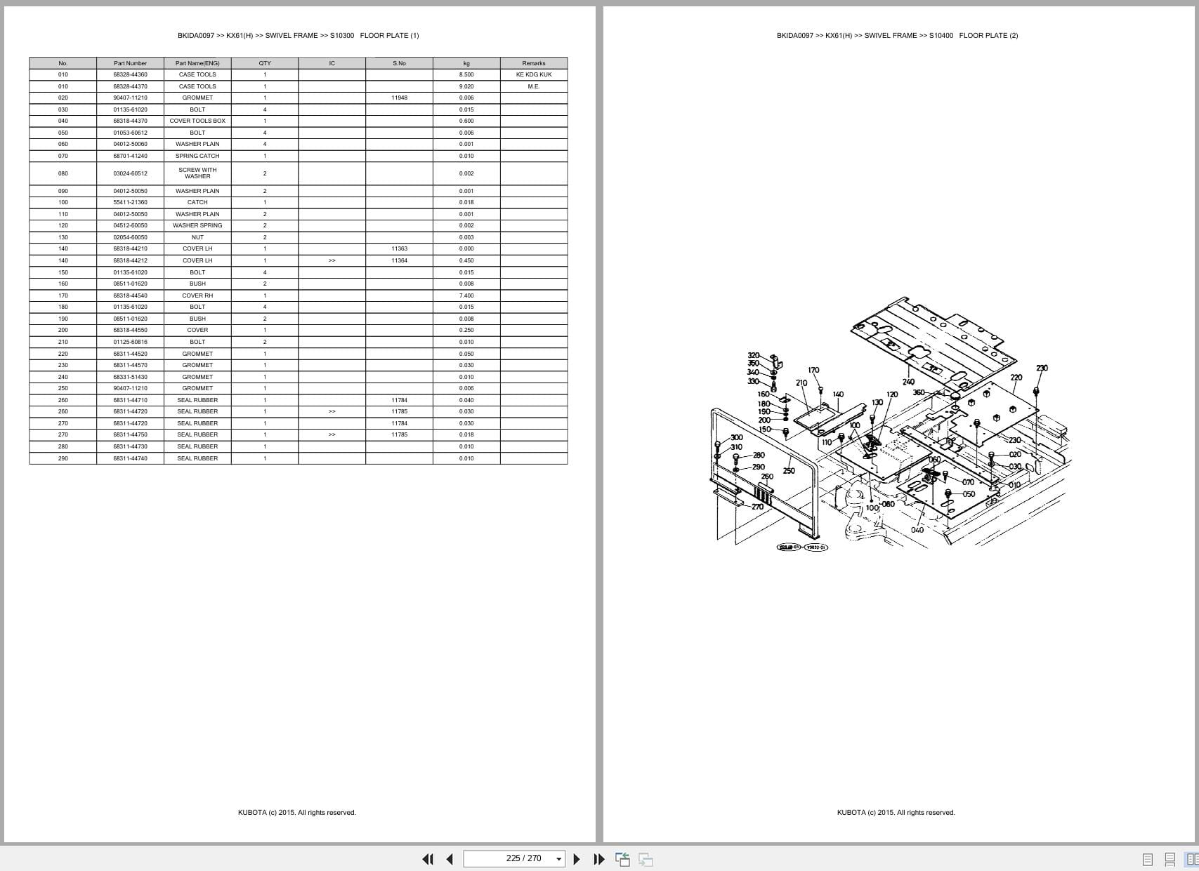 Kubota Excavator KX61 KX61H Australia Parts Catalog (2)