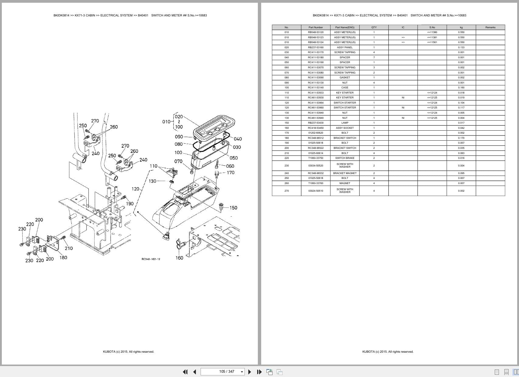 Kubota Excavator KX71 3 Cabin Australia Parts Catalog (2)