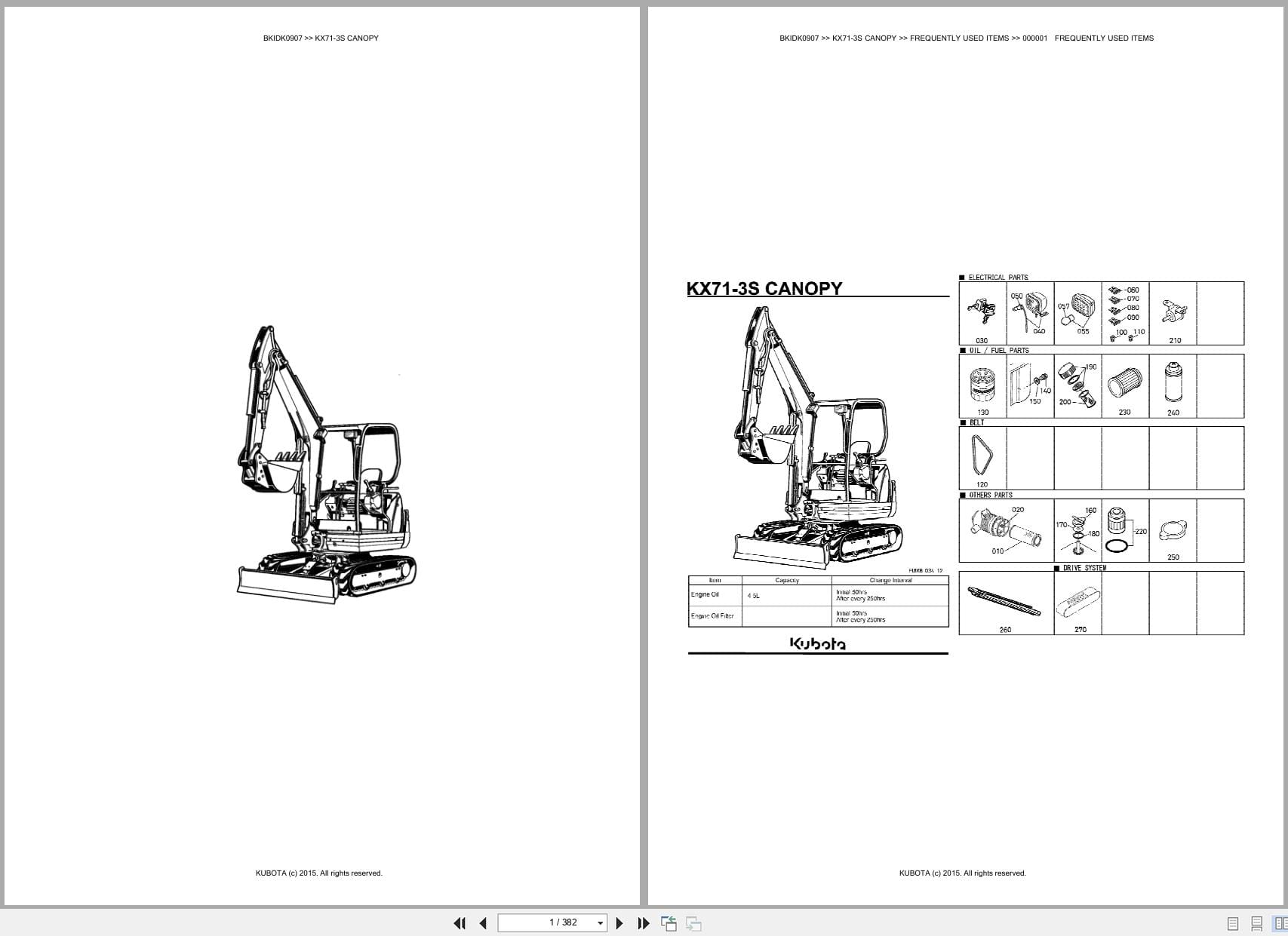 Kubota Excavator KX71 3S Canopy Australia Parts Catalog (1)
