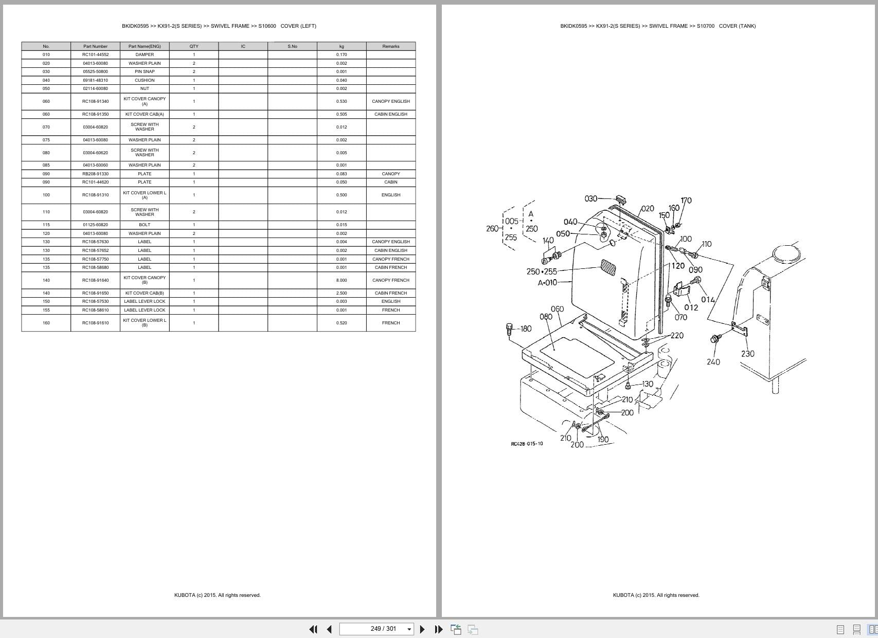 Kubota Excavator KX91 2 S Series Australia Parts Catalog (2)
