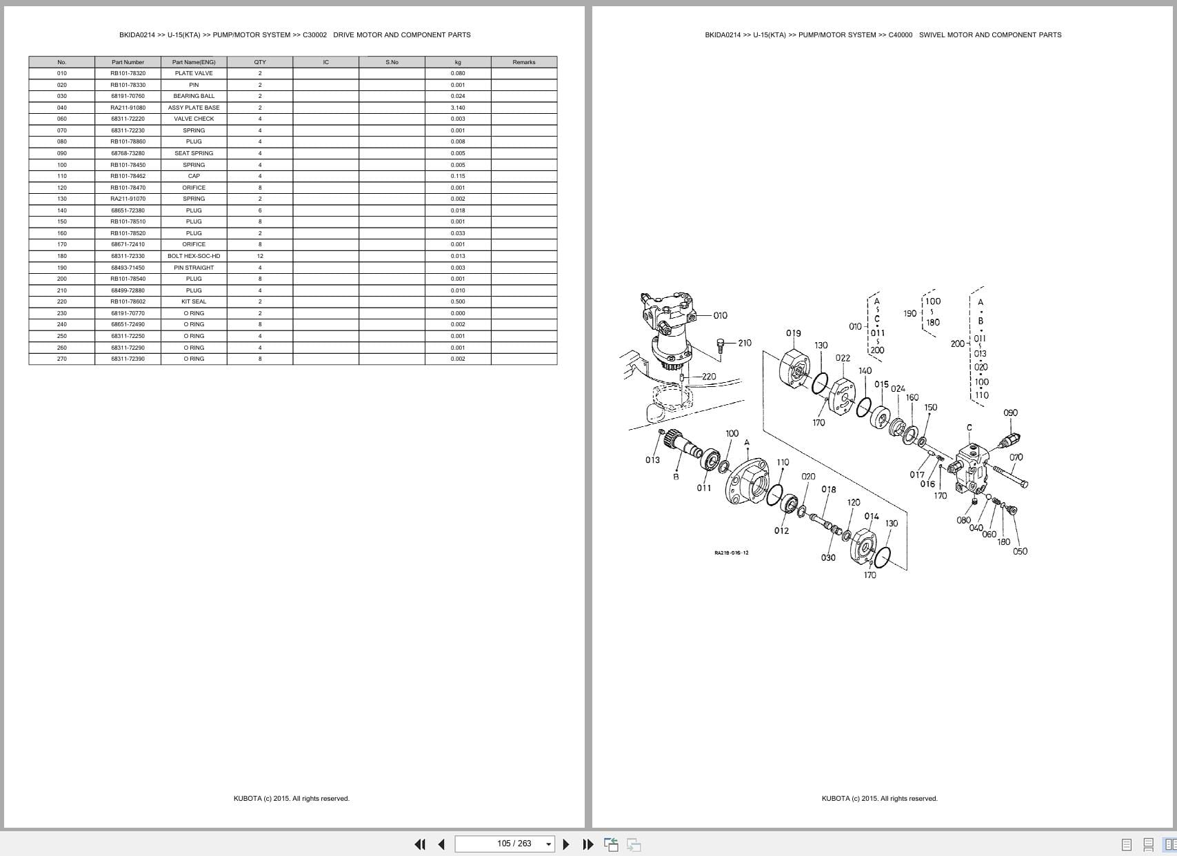 Kubota Excavator U 15 U 15KTA Australia Parts Catalog (2)