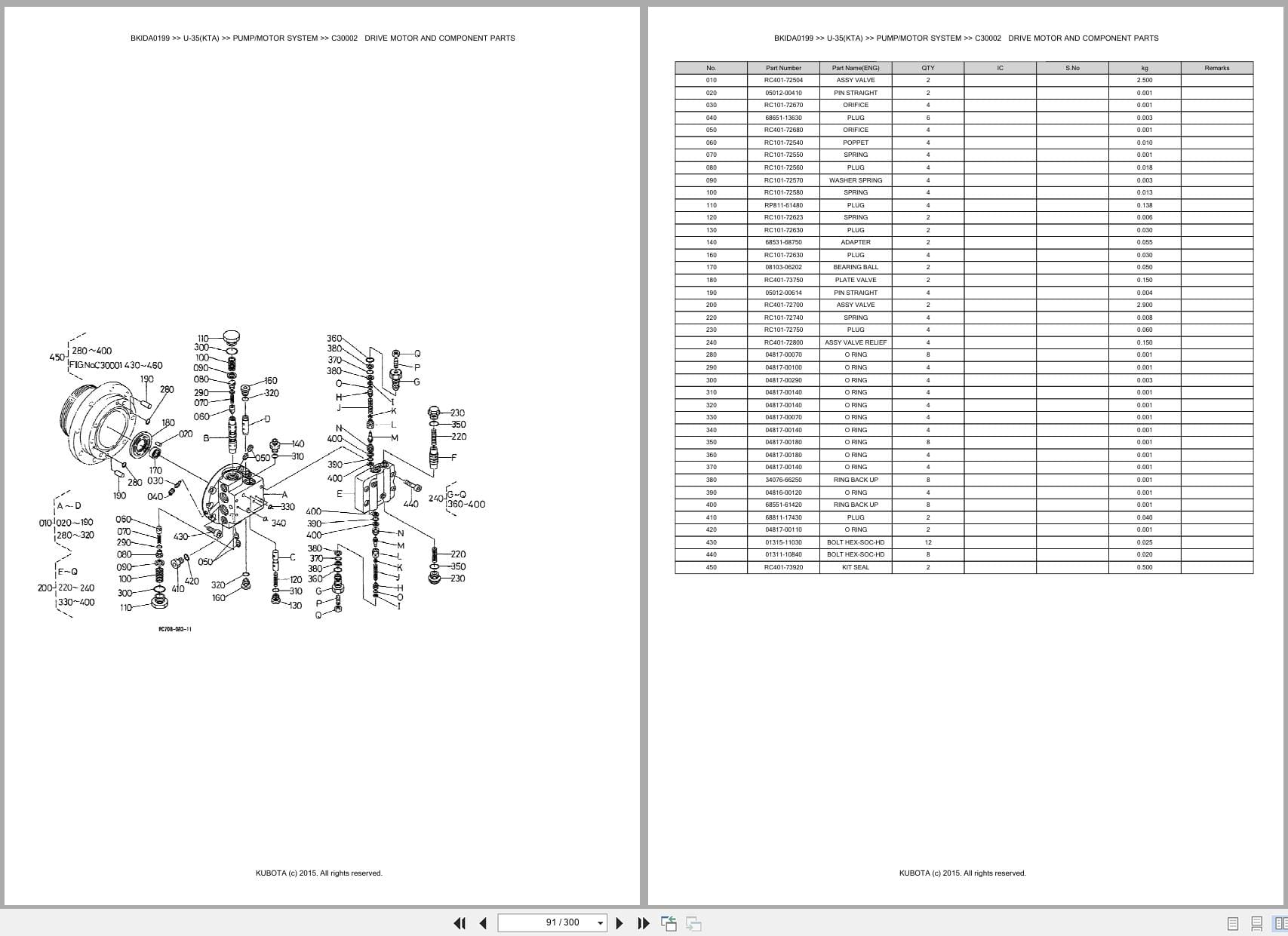 Kubota Excavator U 35 U 35KTA Australia Parts Catalog (2)