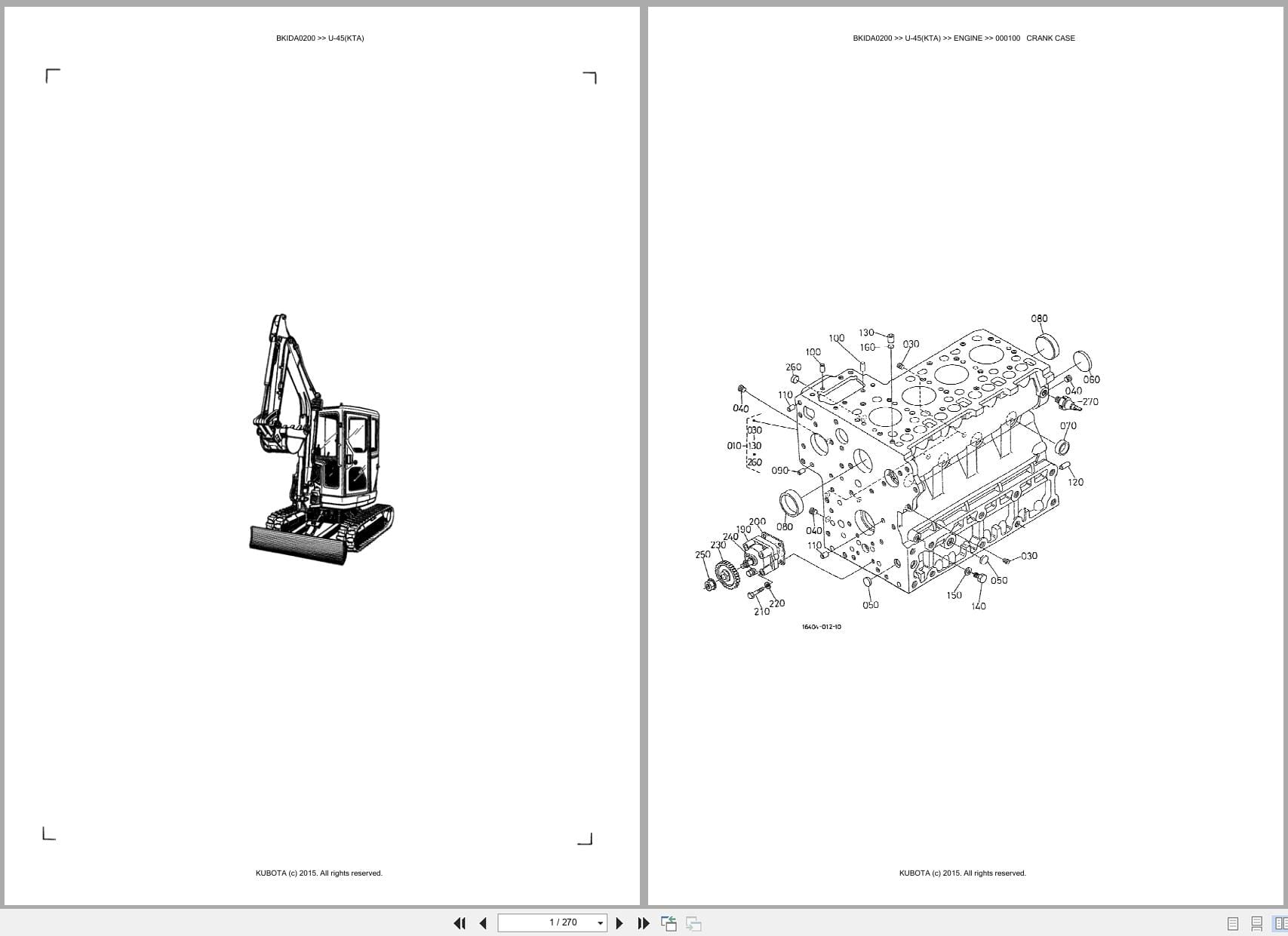 Kubota Excavator U 45 U 45KTA Australia Parts Catalog (1)
