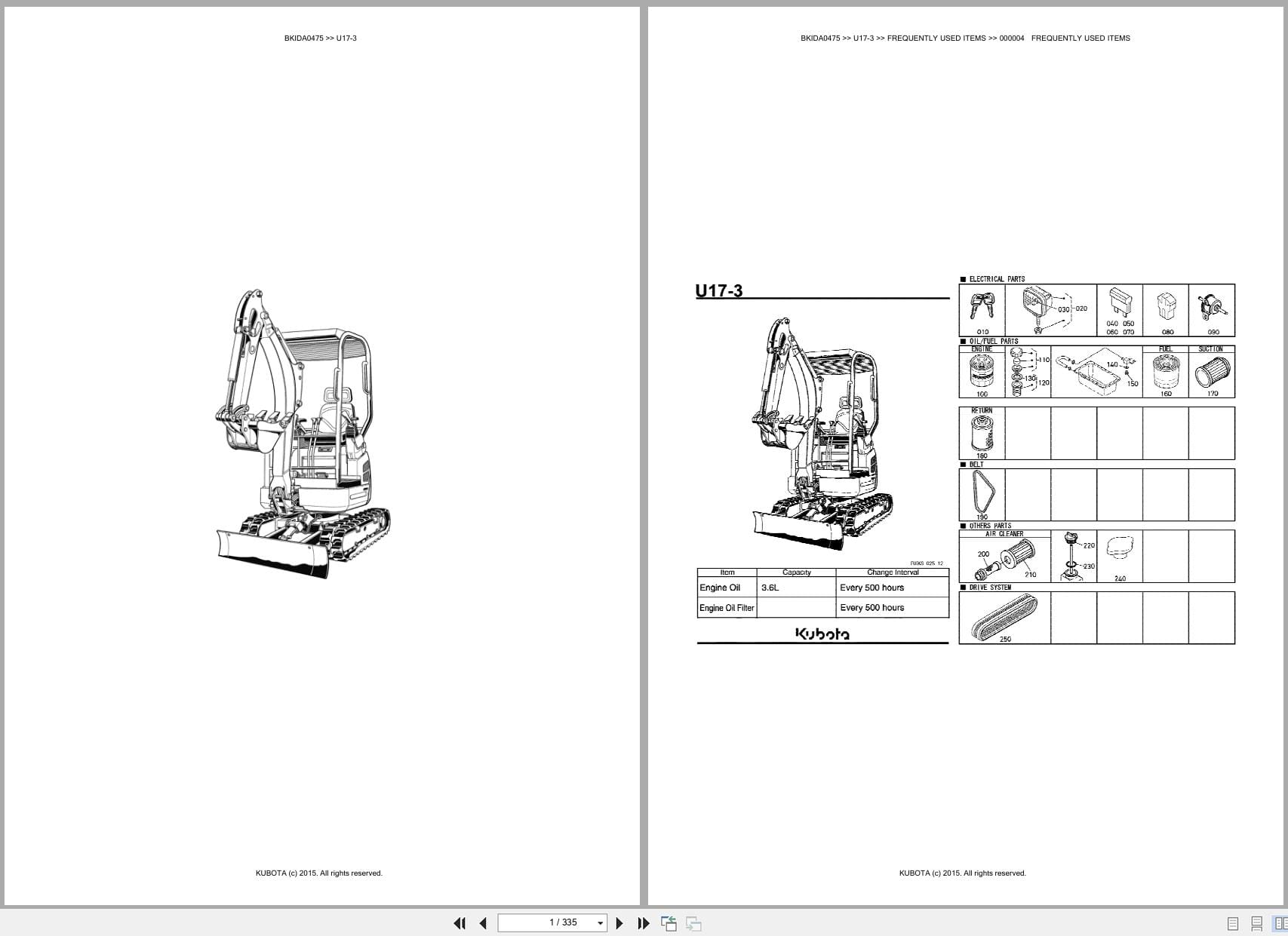 Kubota Excavator U17 3 Australia Parts Catalog (1)