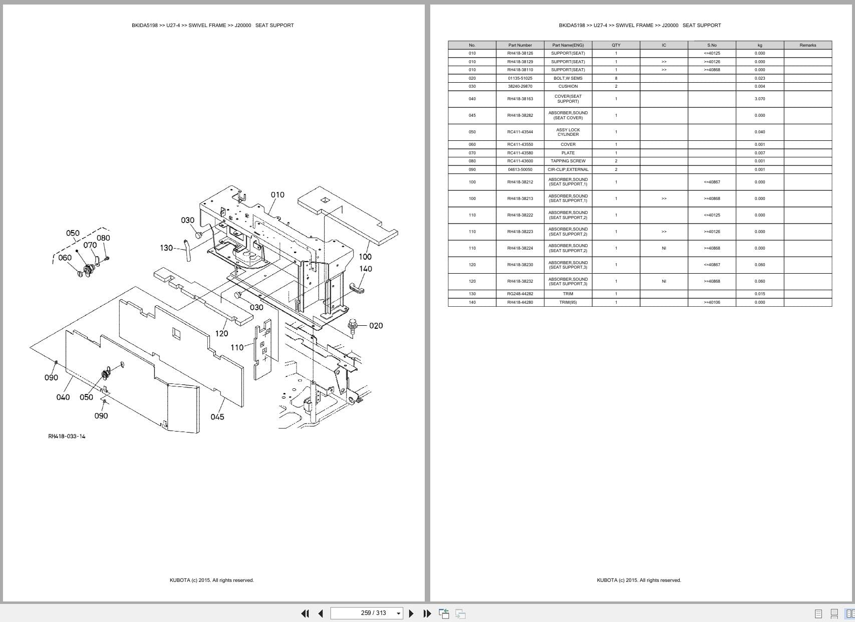 Kubota Excavator U27 4 Australia Parts Catalog (2)
