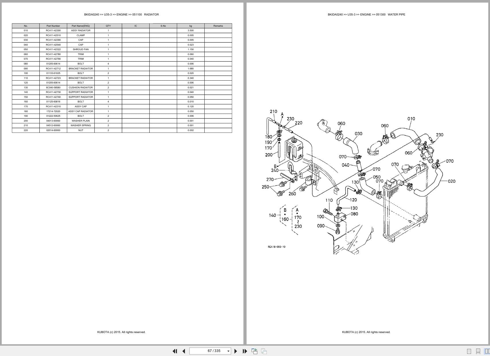 Kubota Excavator U35 3 Australia Parts Catalog (2)