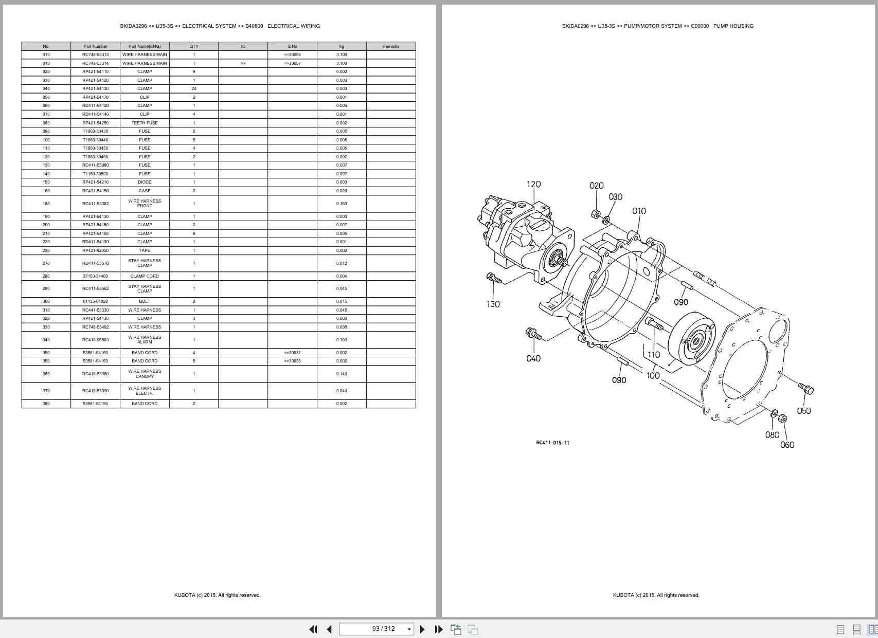 Kubota Excavator U35 3S Australia Parts Catalog (2)