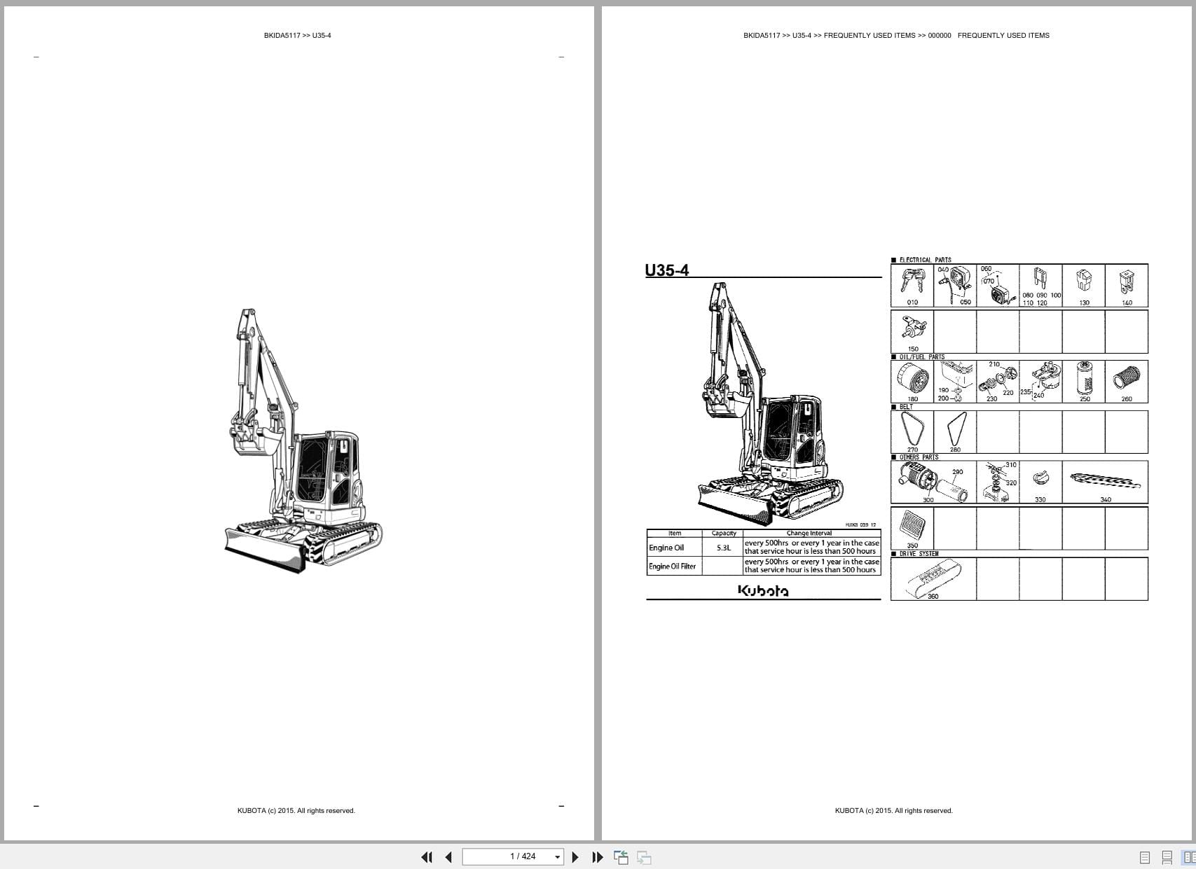 Kubota Excavator U35 4 Australia Parts Catalog (1)