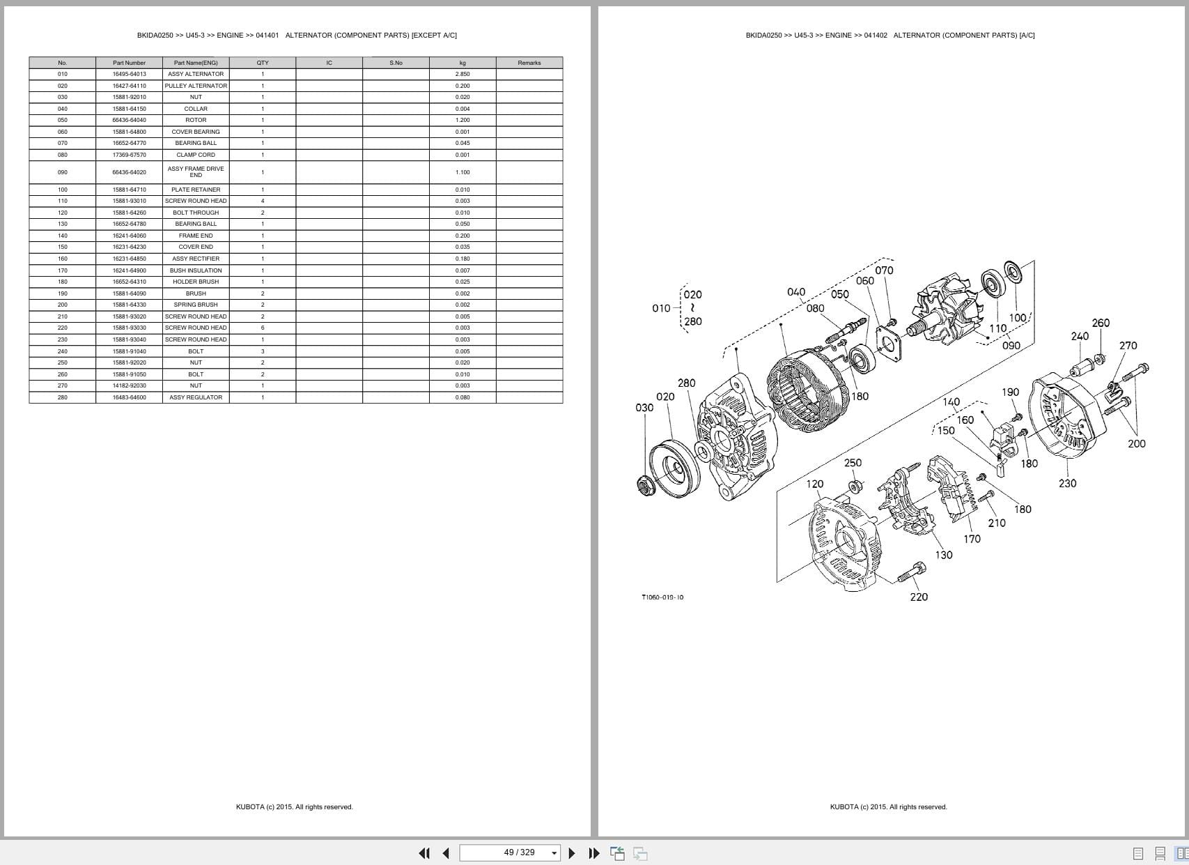 Kubota Excavator U45 3 Australia Parts Catalog (2)
