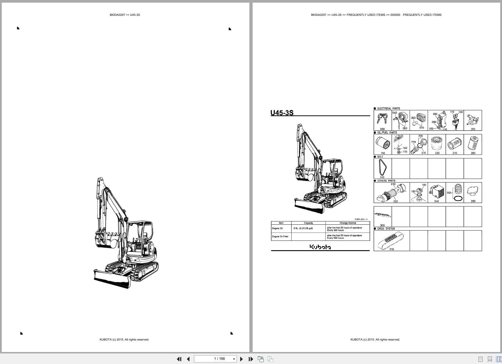 Kubota Excavator U45 3S Australia Parts Catalog (1)