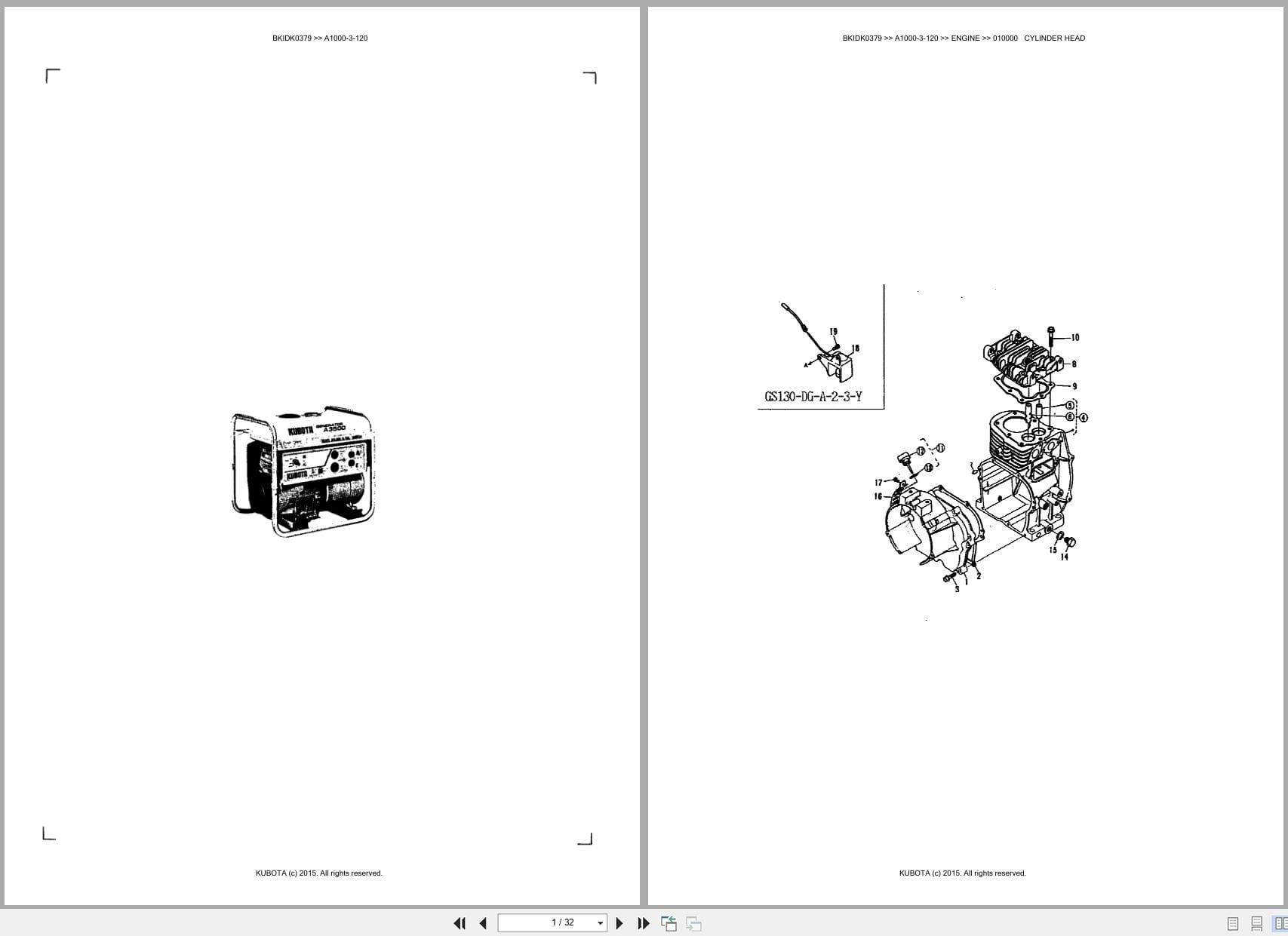 Kubota Generator A1000 3 120 Australia Parts Catalog (1)