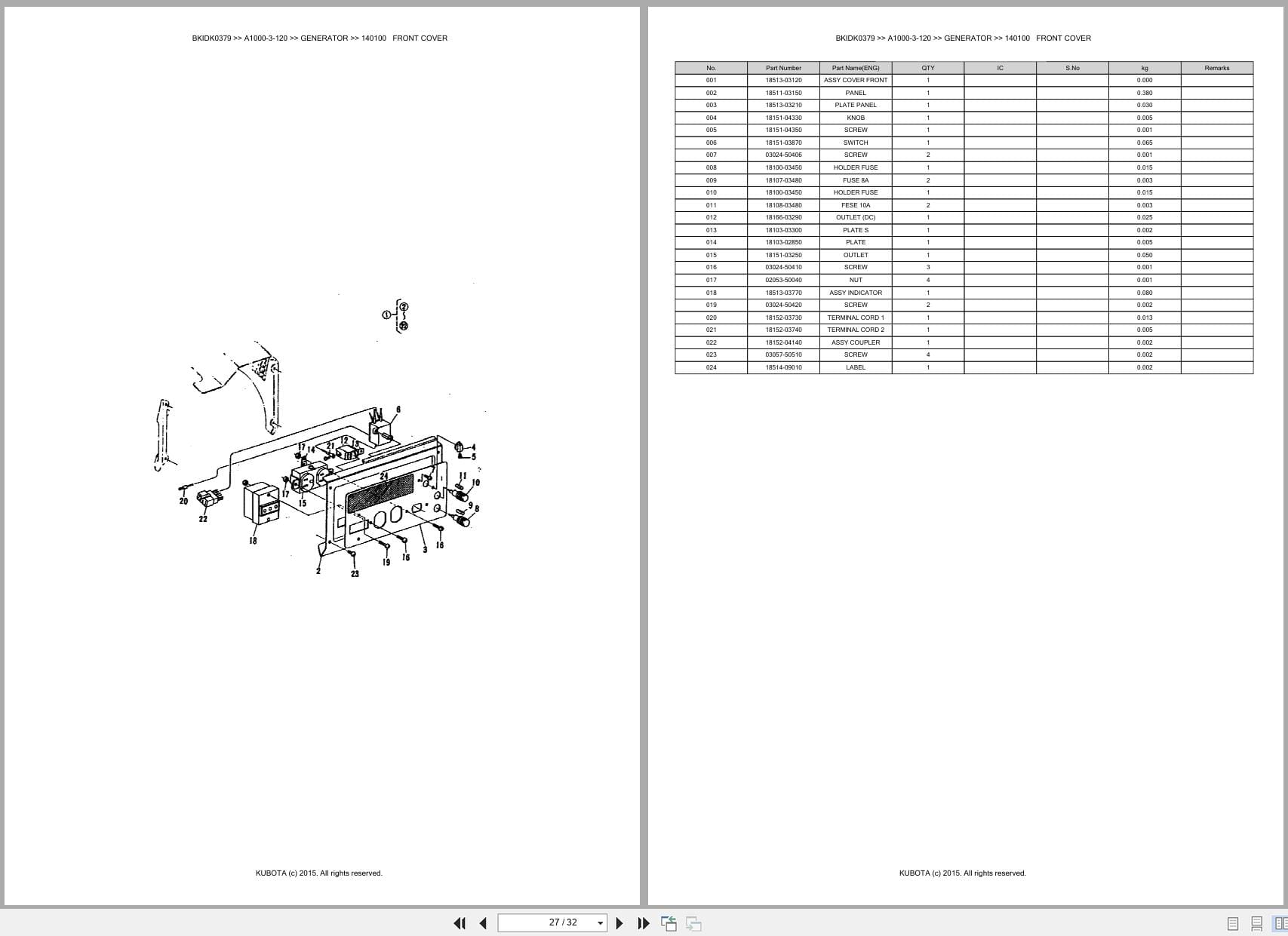 Kubota Generator A1000 3 120 Australia Parts Catalog (2)