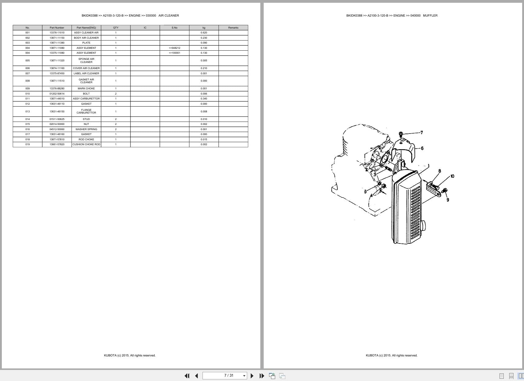 Kubota Generator A2100 3 120 B Australia Parts Catalog (2)