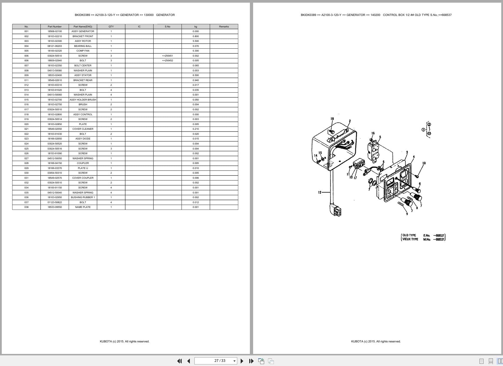 Kubota Generator A2100 3 120 Y Australia Parts Catalog (2)