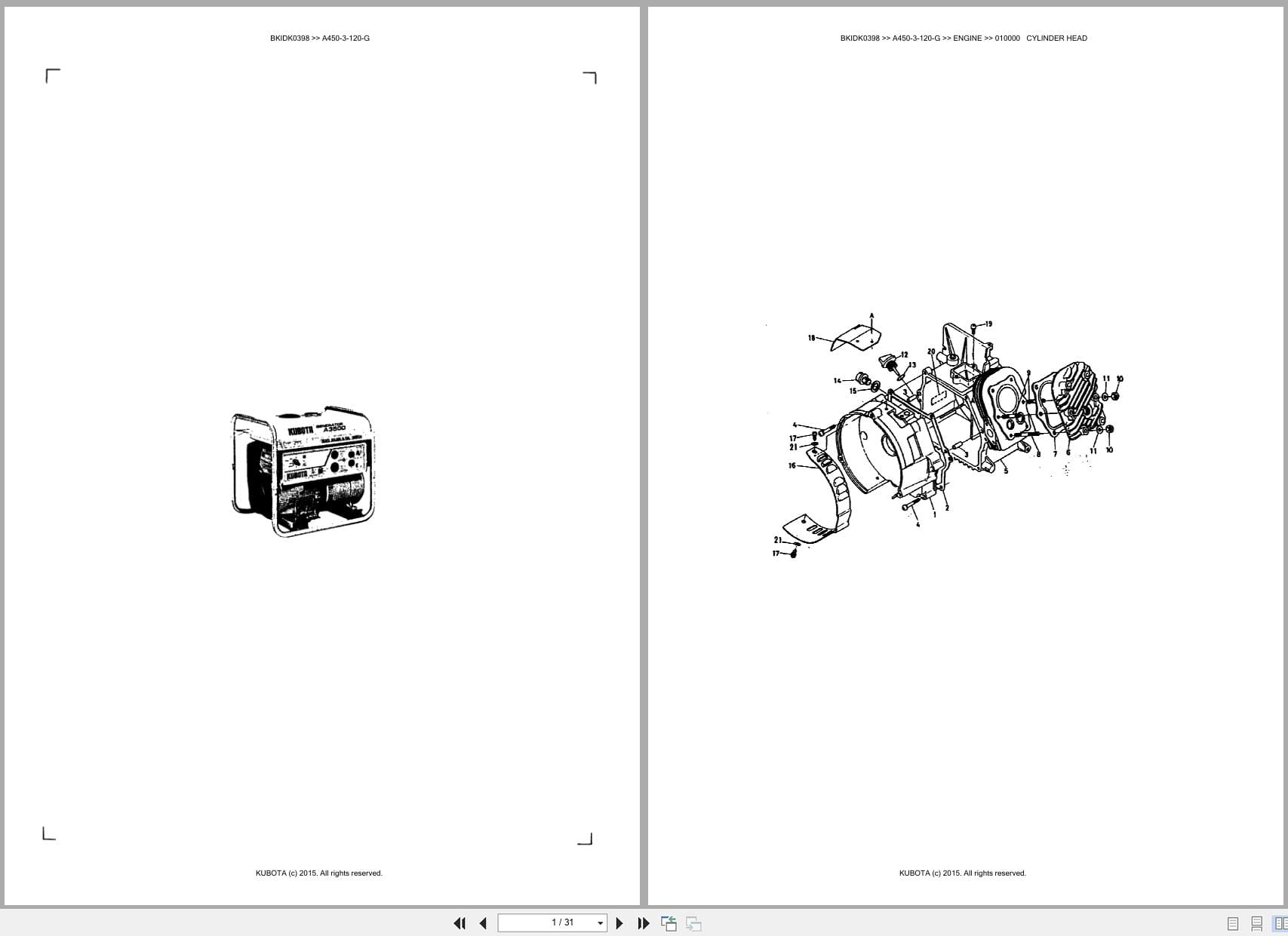 Kubota Generator A450 3 120 G Australia Parts Catalog (1)