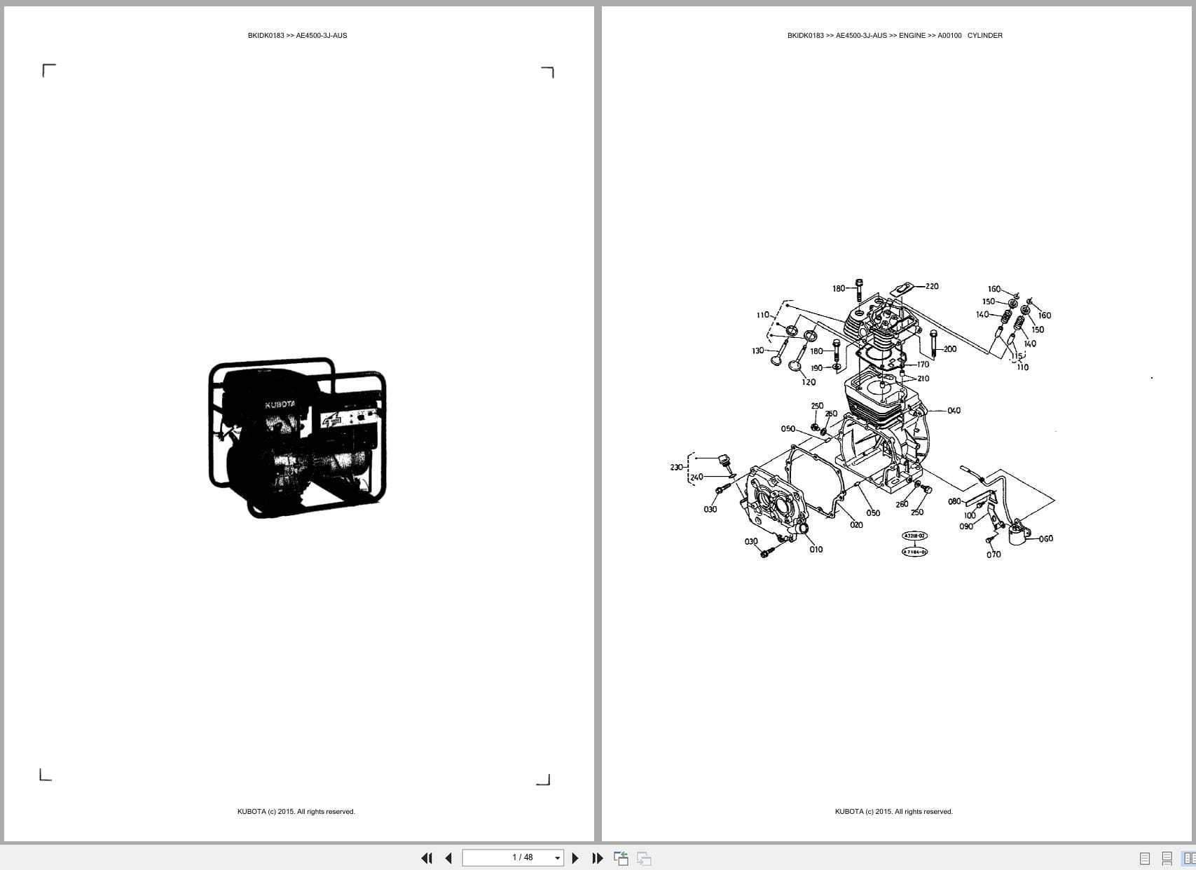 Kubota Generator AE4500 3J AUS Australia Parts Catalog (1)