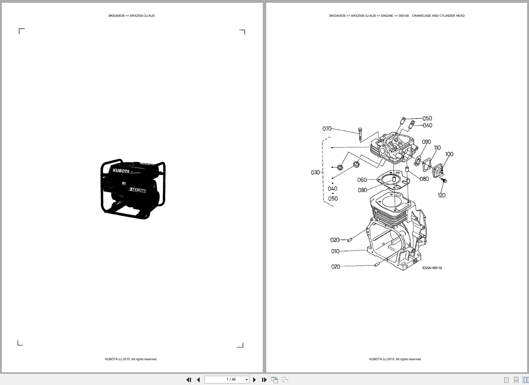 Kubota Generator ARX2500 3J AUS Australia Parts Catalog (1)