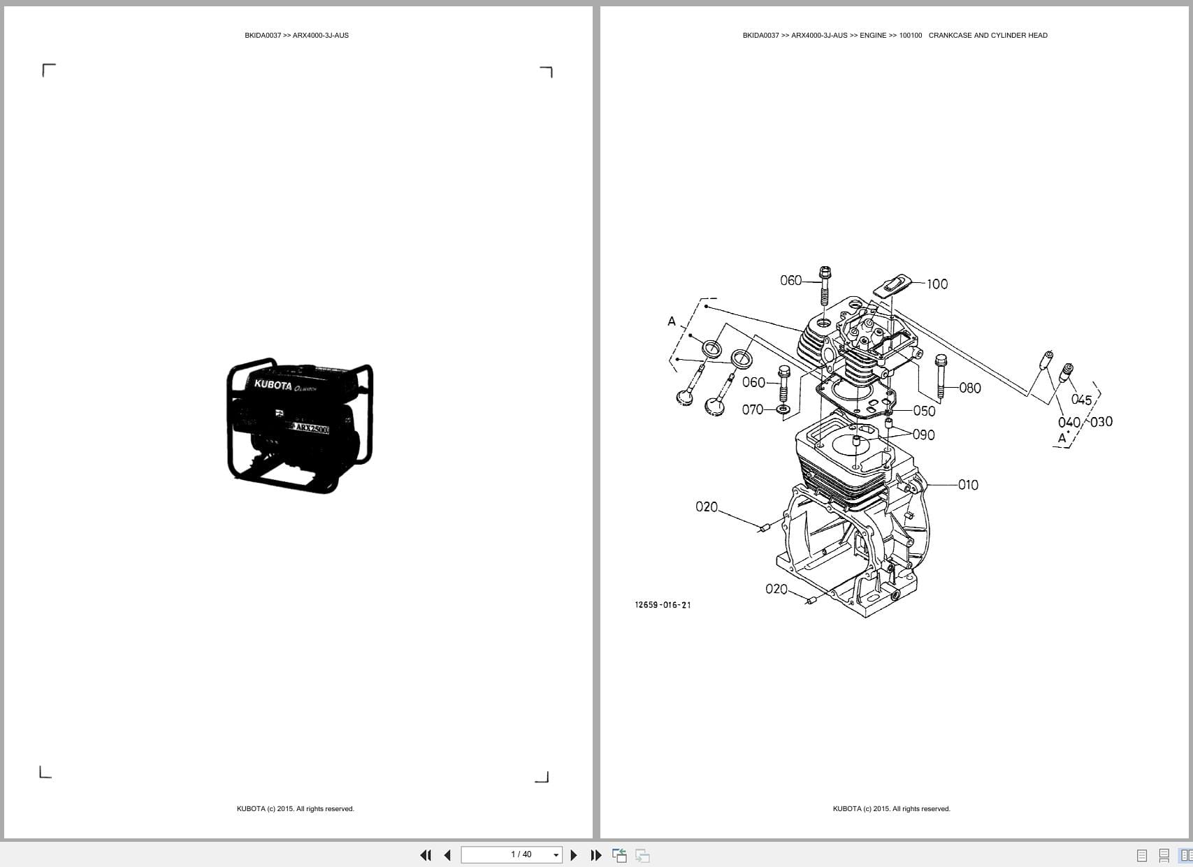 Kubota Generator ARX4000 3J AUS Australia Parts Catalog (1)