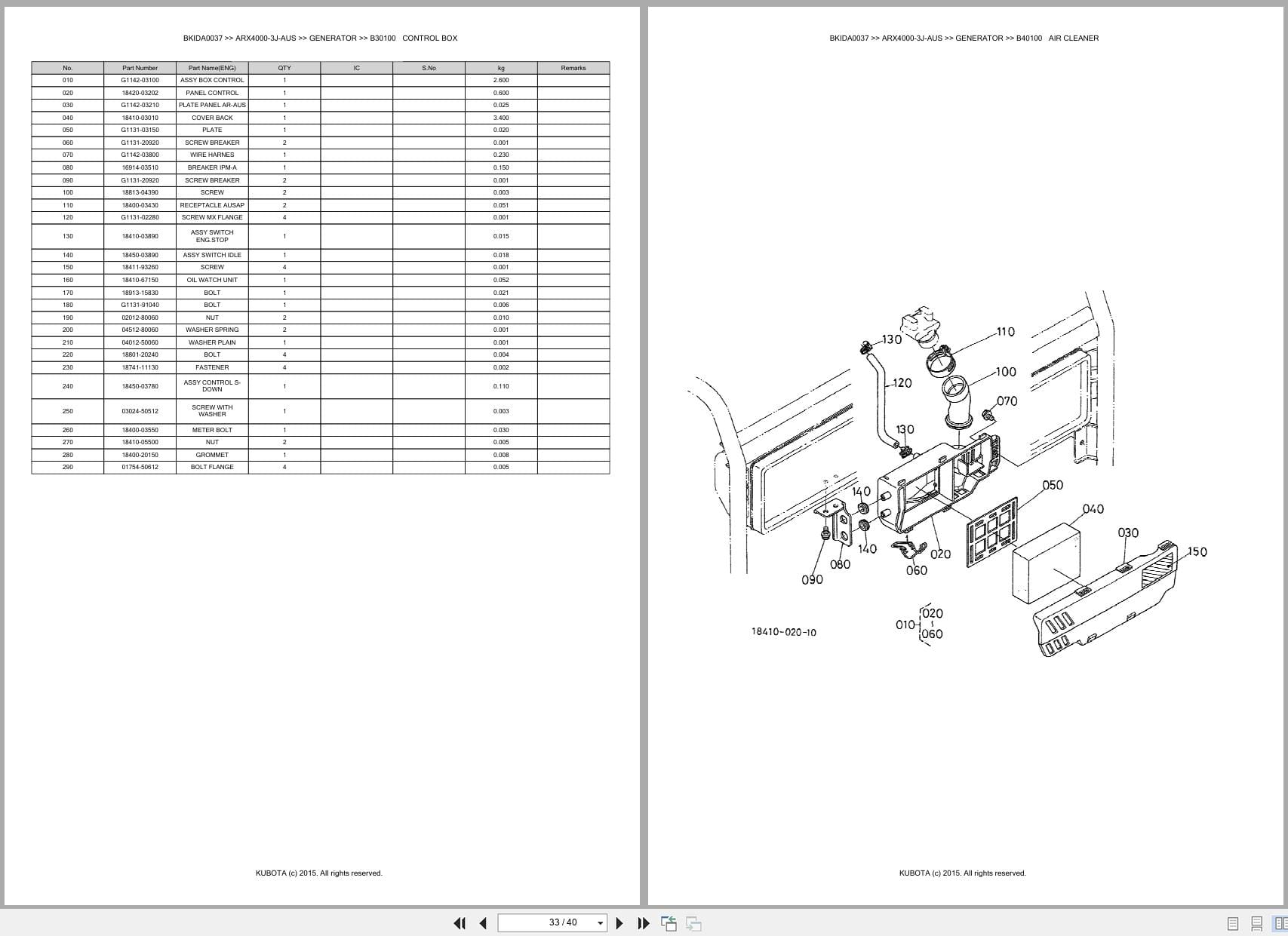 Kubota Generator ARX4000 3J AUS Australia Parts Catalog (2)