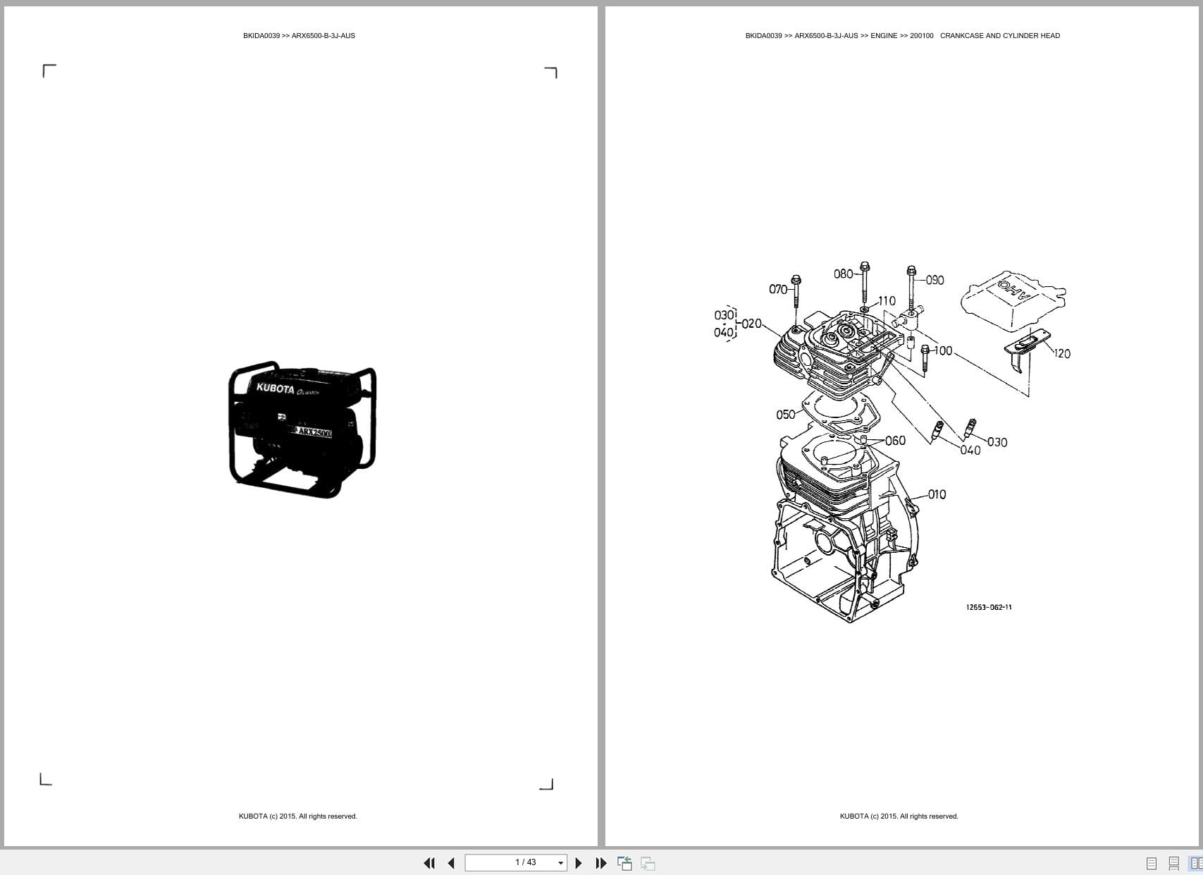 Kubota Generator ARX6500 B 3J AUS Australia Parts Catalog (1)