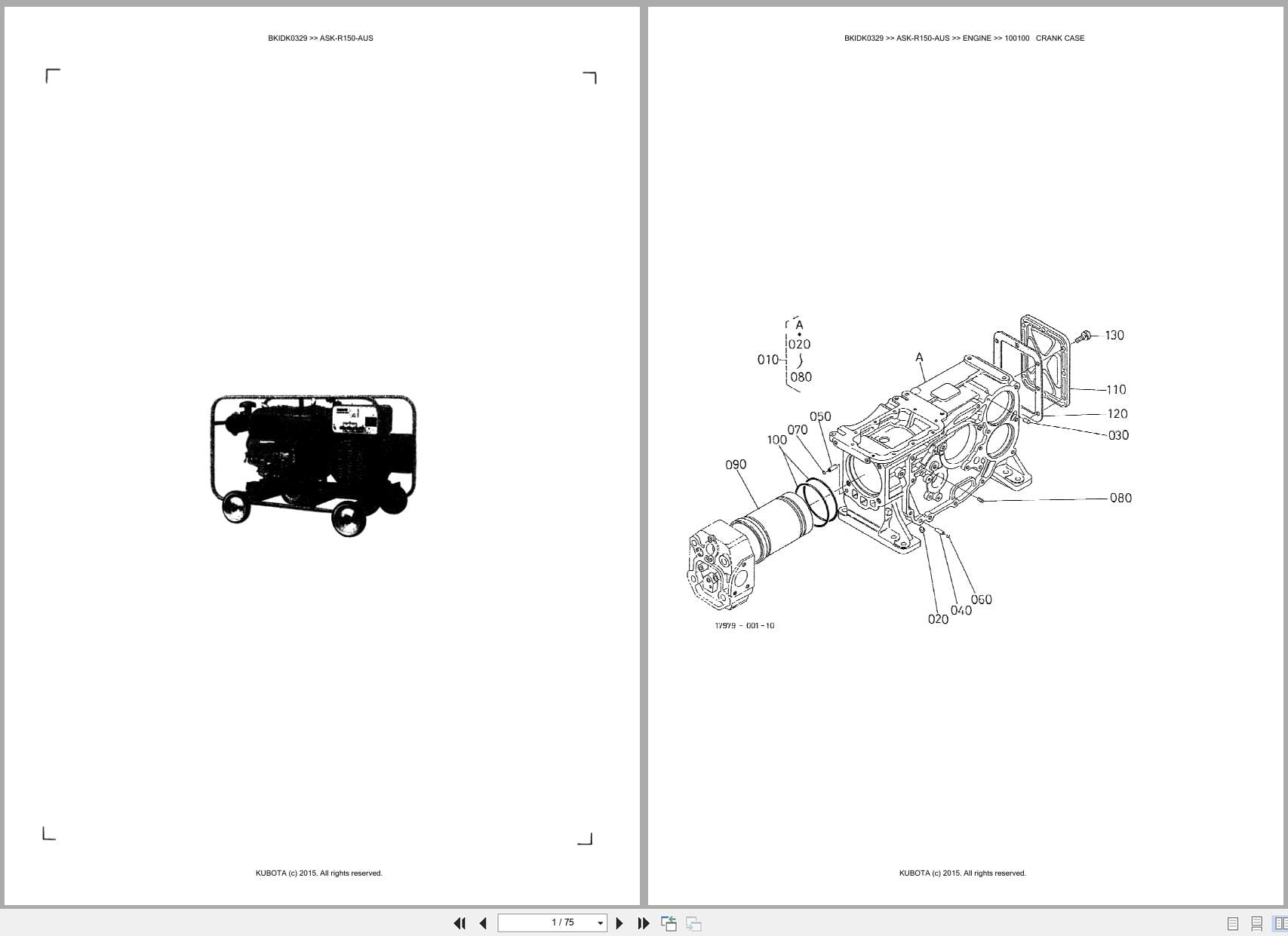 Kubota Generator ASK R150 AUS Australia Parts Catalog (1)