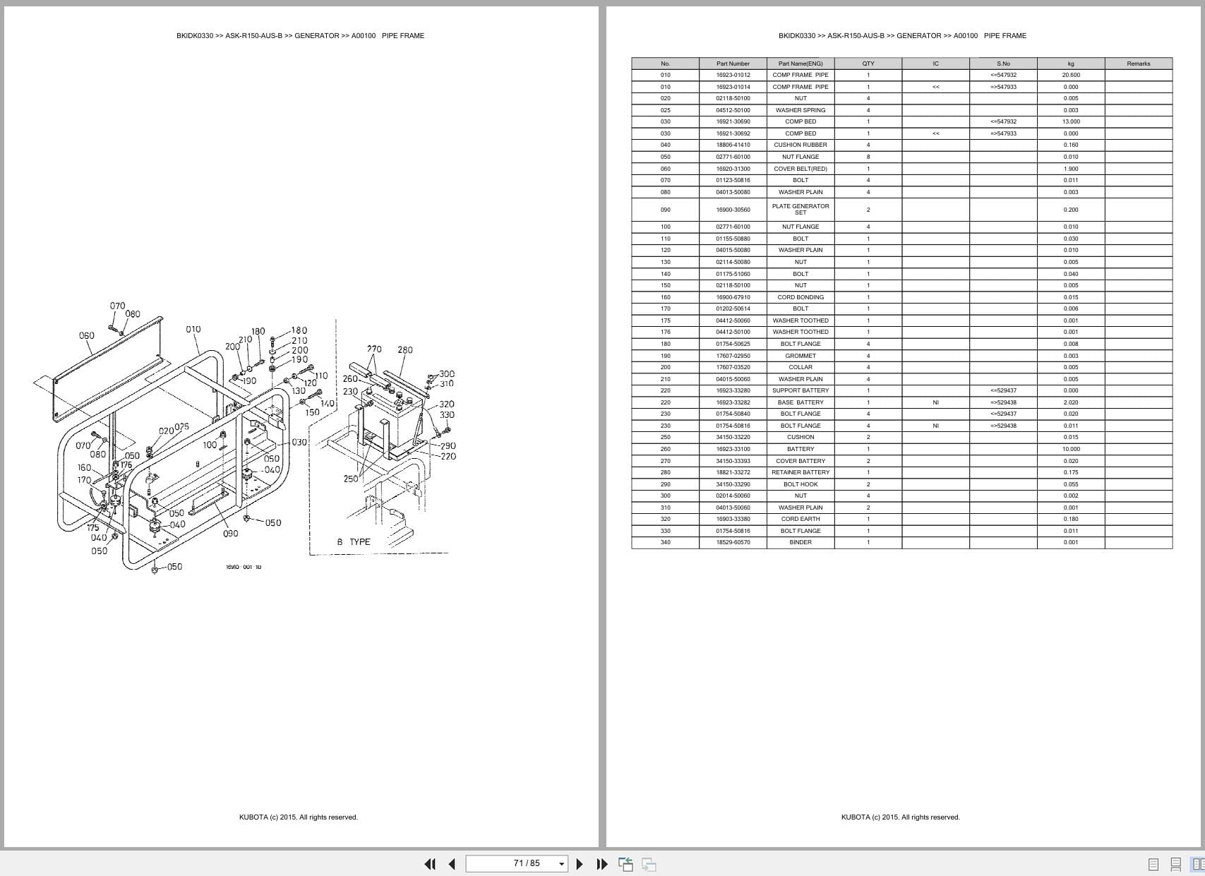 Kubota Generator ASK R150 AUS B Australia Parts Catalog (2)