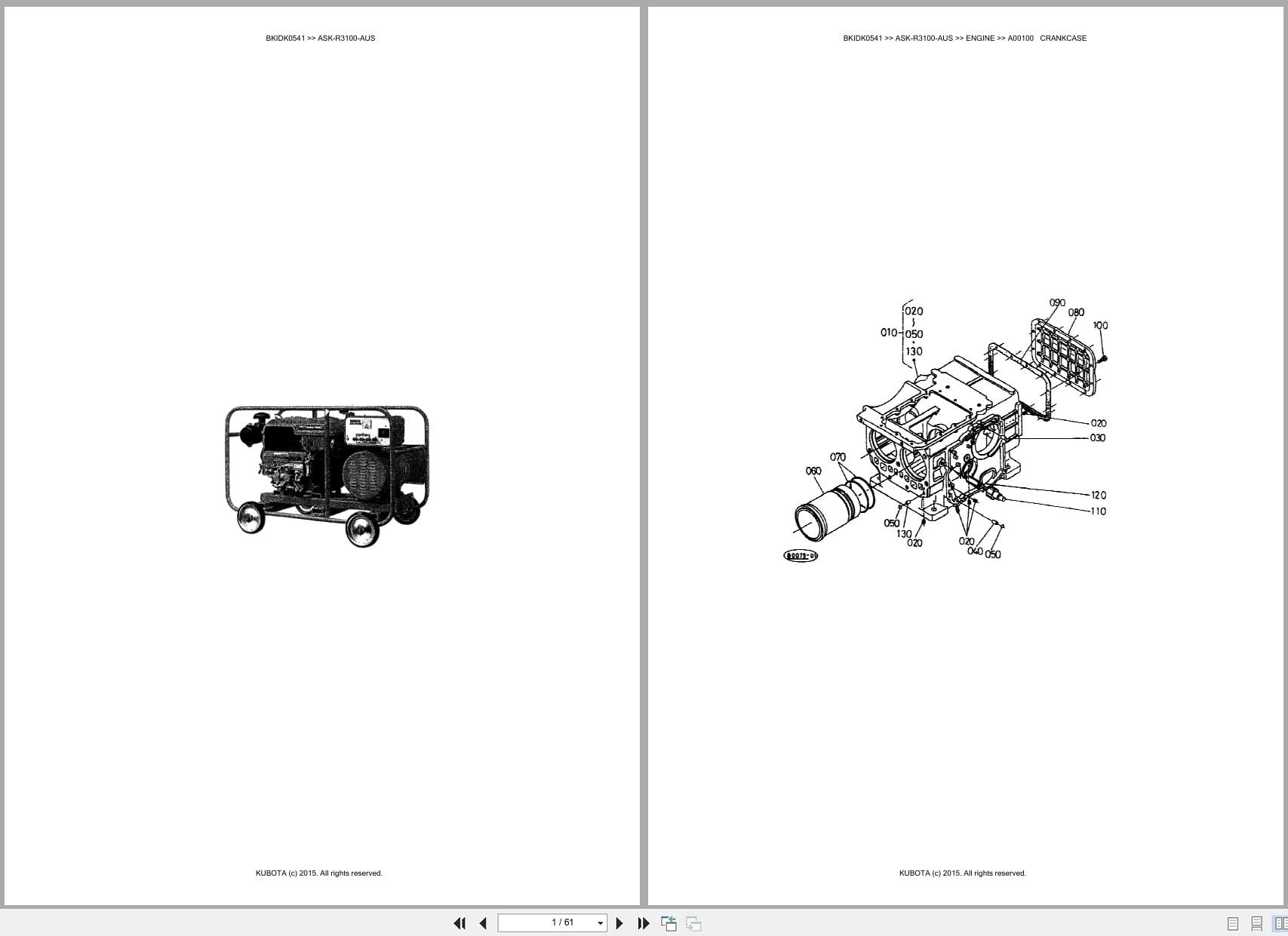 Kubota Generator ASK R3100 AUS Australia Parts Catalog (1)