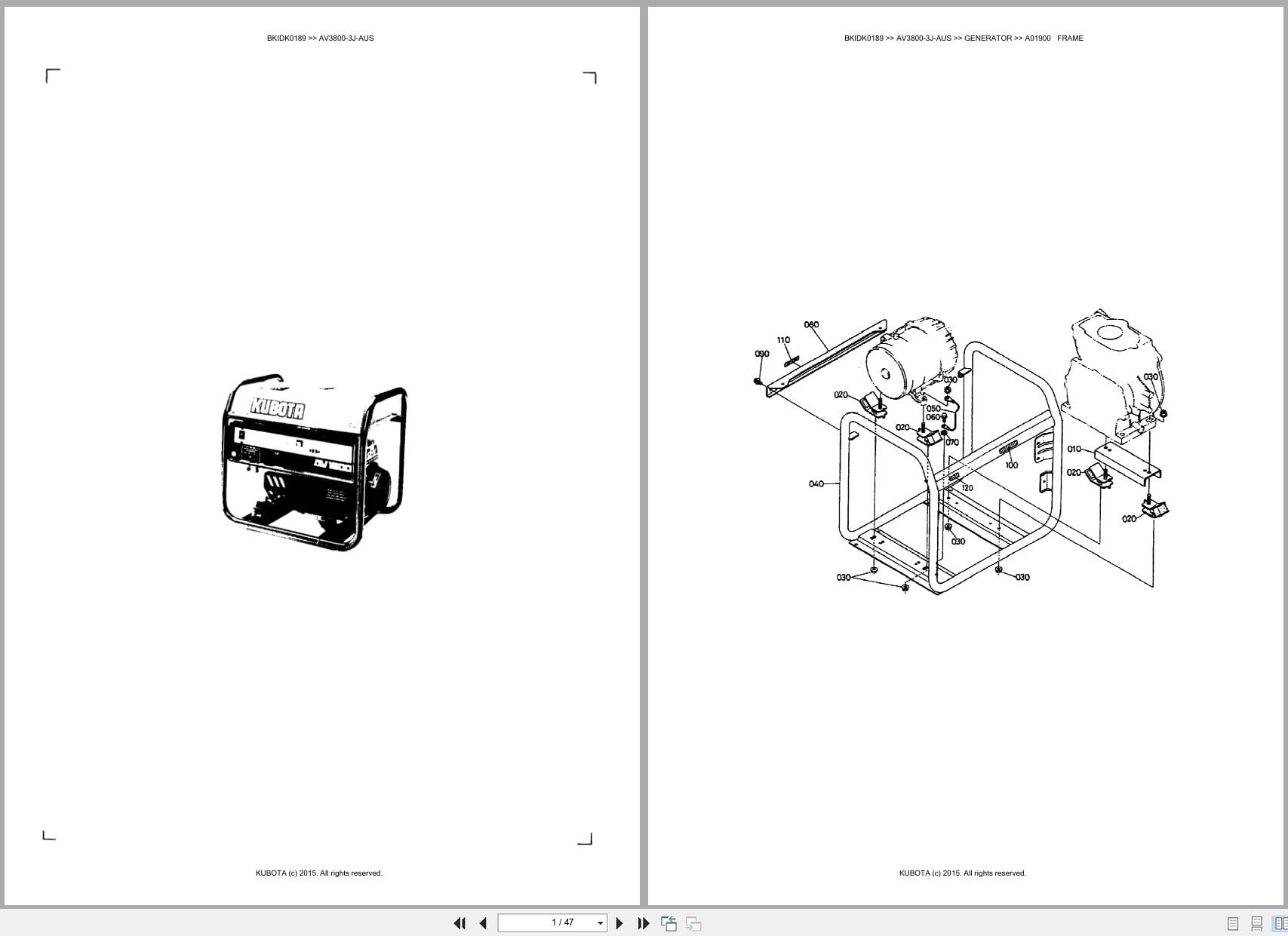Kubota Generator AV3800 3J AUS Australia Parts Catalog (1)