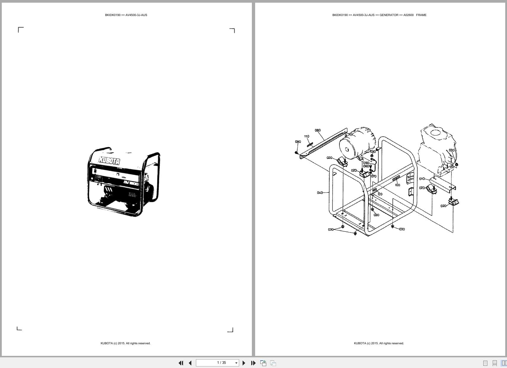 Kubota Generator AV4500 3J AUS Australia Parts Catalog (1)