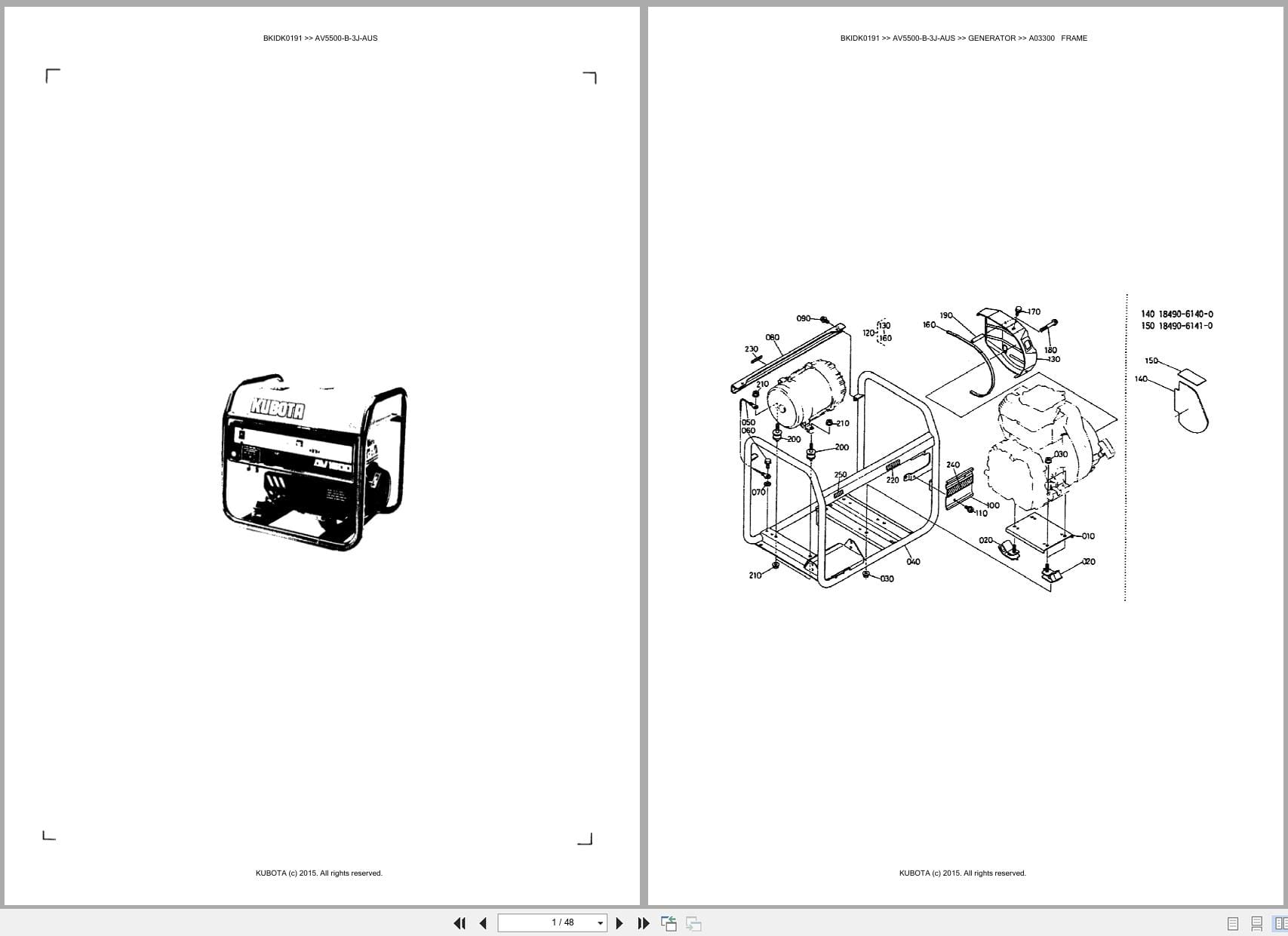 Kubota Generator AV5500 B 3J AUS Australia Parts Catalog (1)
