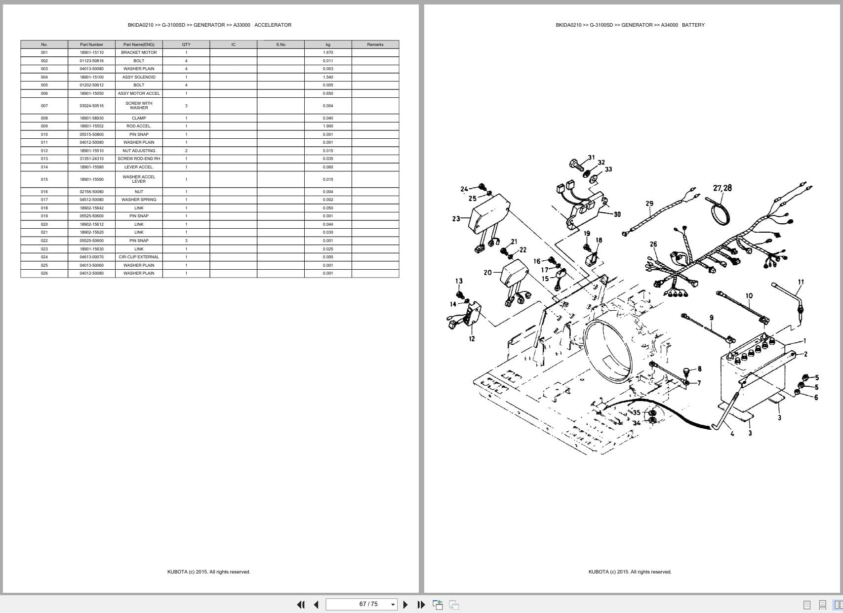Kubota Generator G 3100SD Australia Parts Catalog (2)