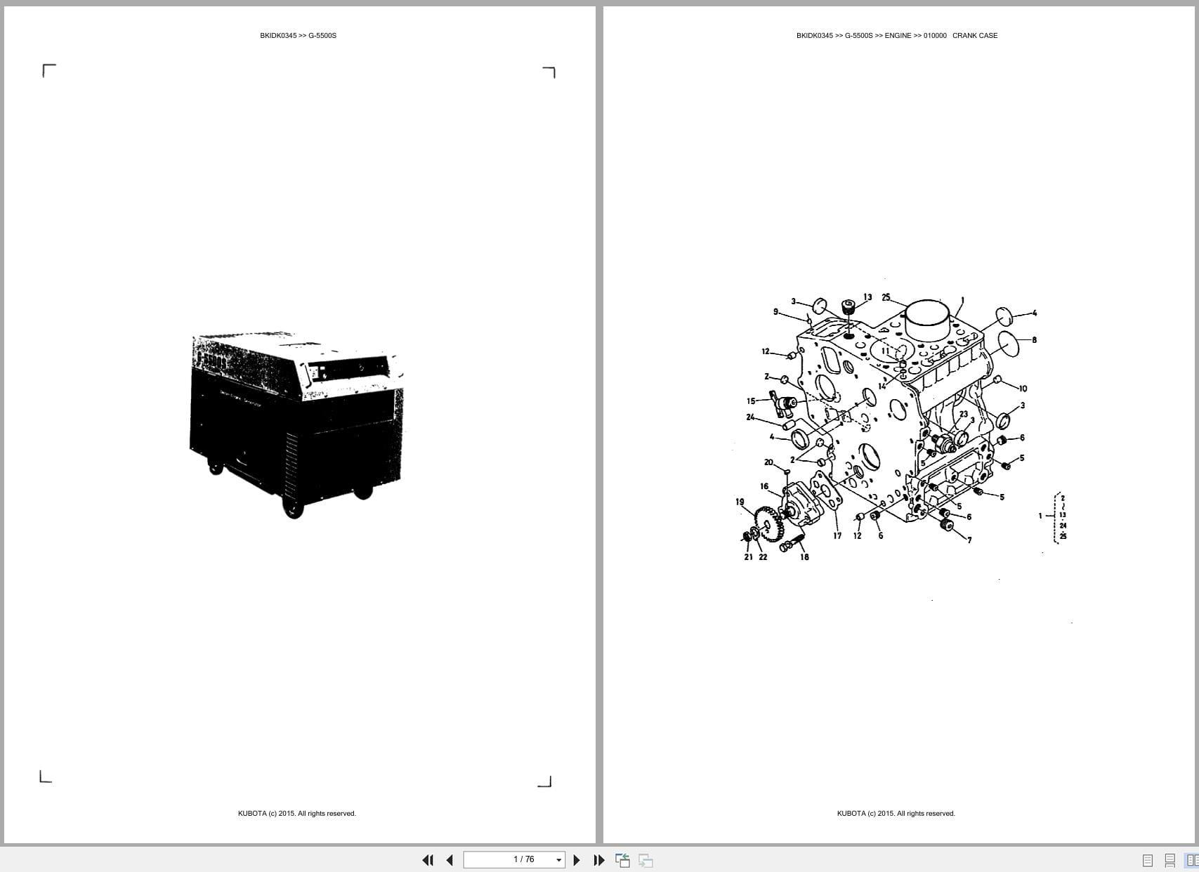 Kubota Generator G 5500S Australia Parts Catalog (1)