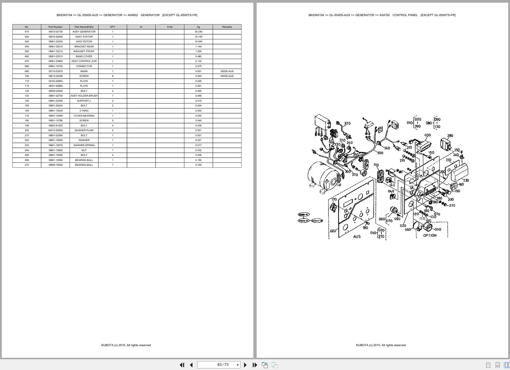 Kubota Generator GL 5500S AUS Australia Parts Catalog (2)