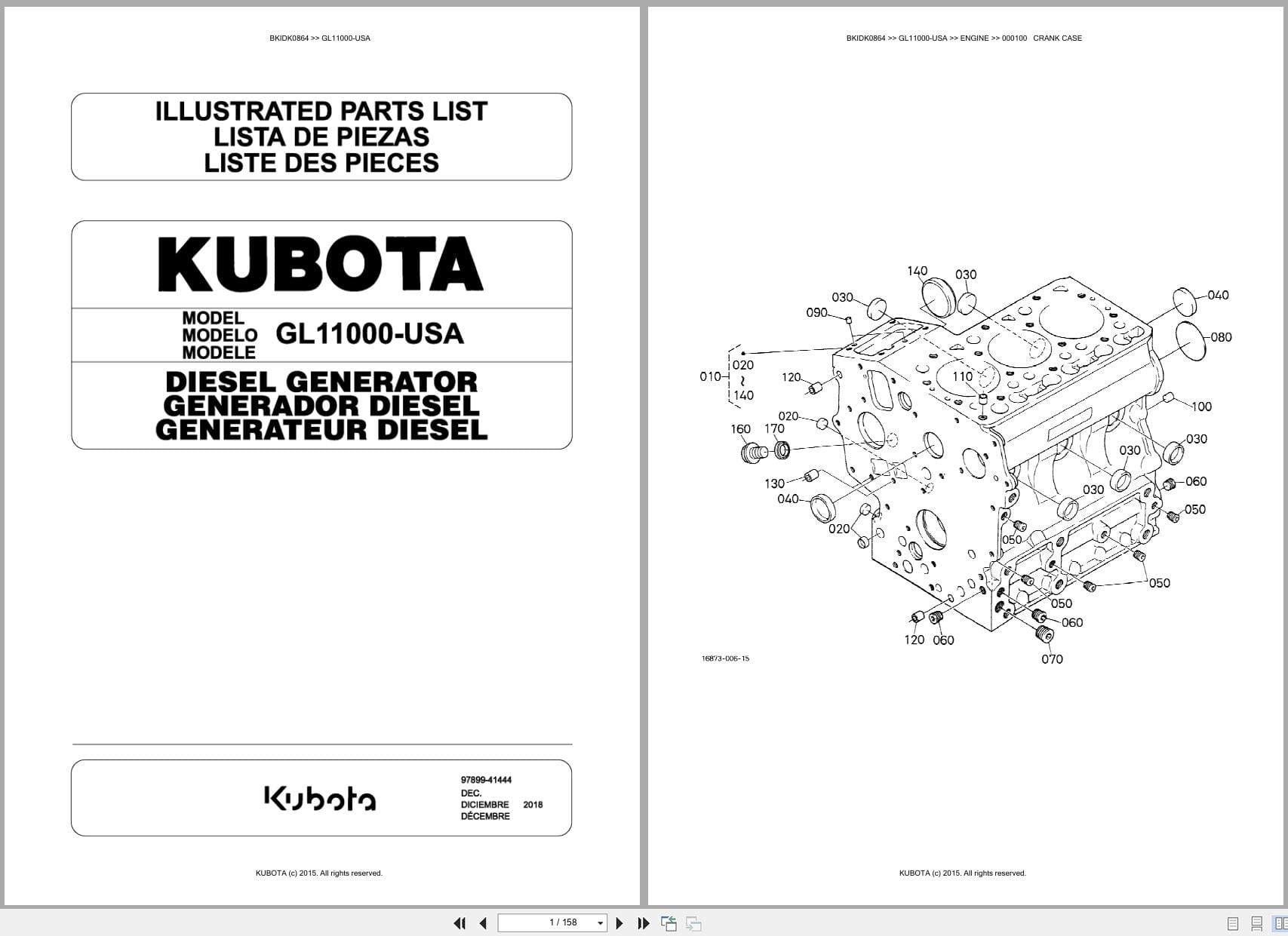 Kubota Generator GL11000 USA Australia Parts Catalog (1)